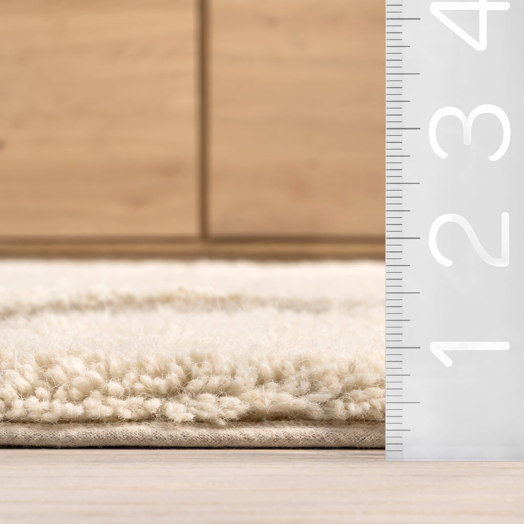 Anita Geometric Wool Washable Rug | Ivory