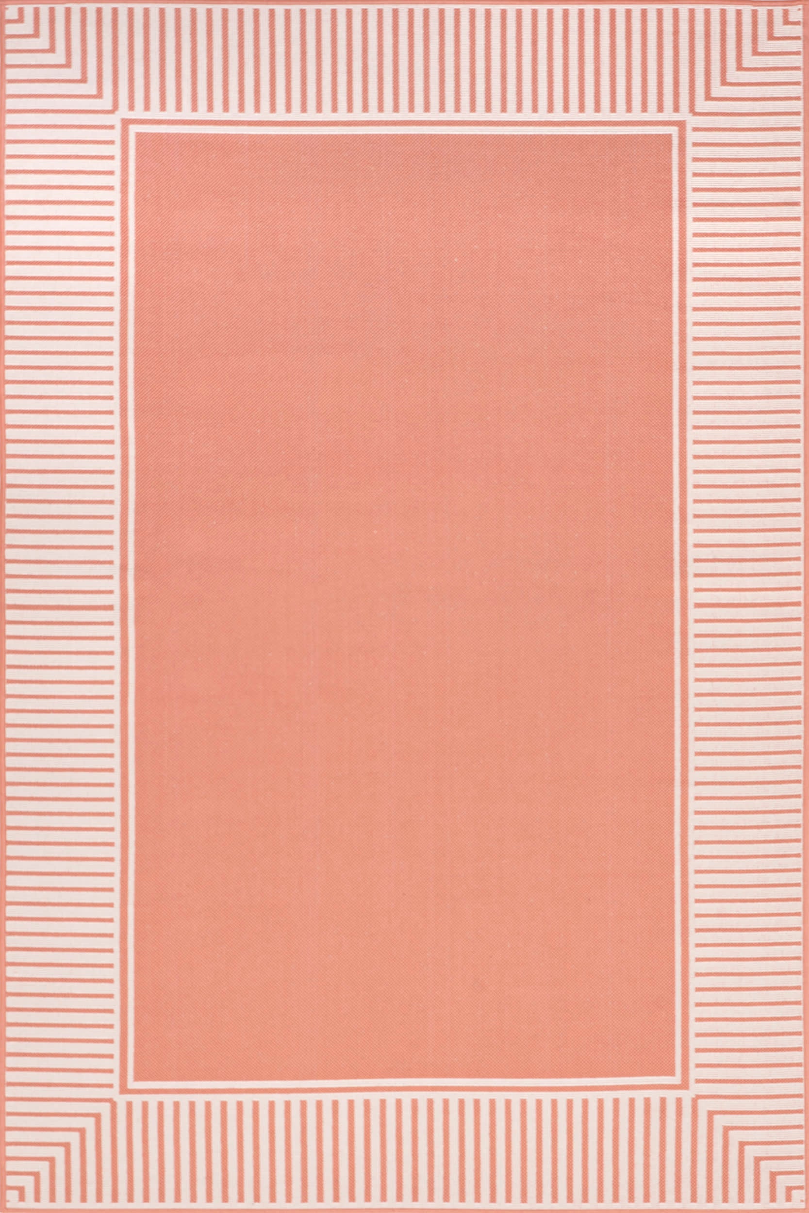 Striped Border Indoor/Outdoor Flatweave Rug | Coral Main image