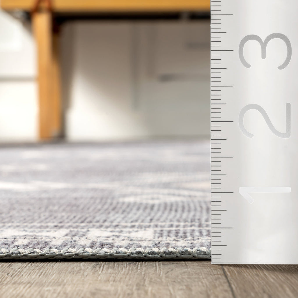 Poppy Persian Spill Proof Washable Rug | Grey
