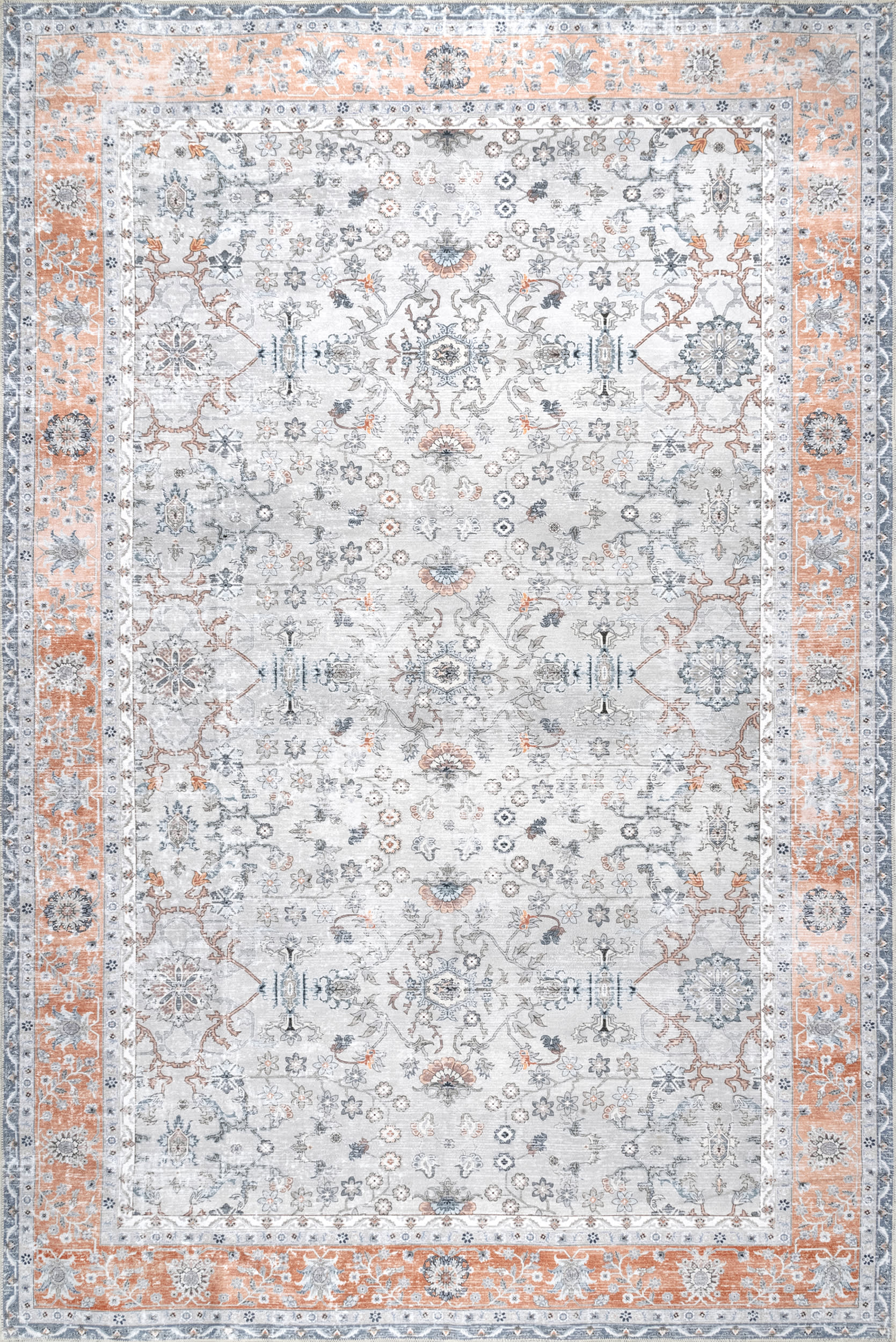 Paulina Persian Washable Rug | Light Grey