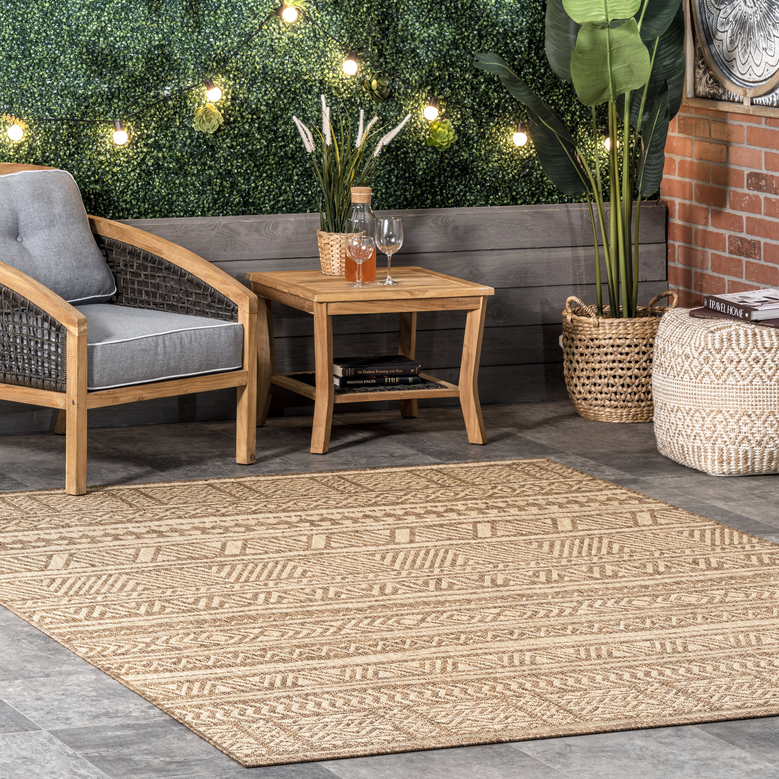 Striped Banded Indoor/Outdoor Rug | Brown Secondary image