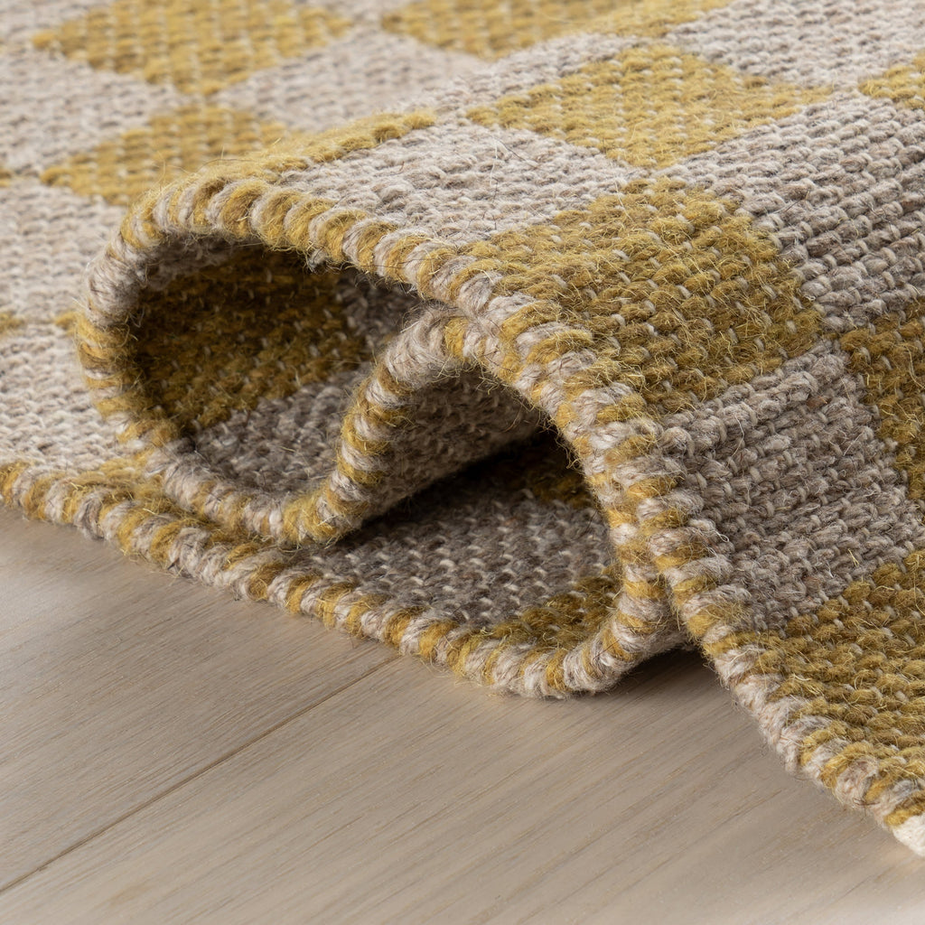 Memphis Modern Checkered Hand Woven Rug | Golden Yellow