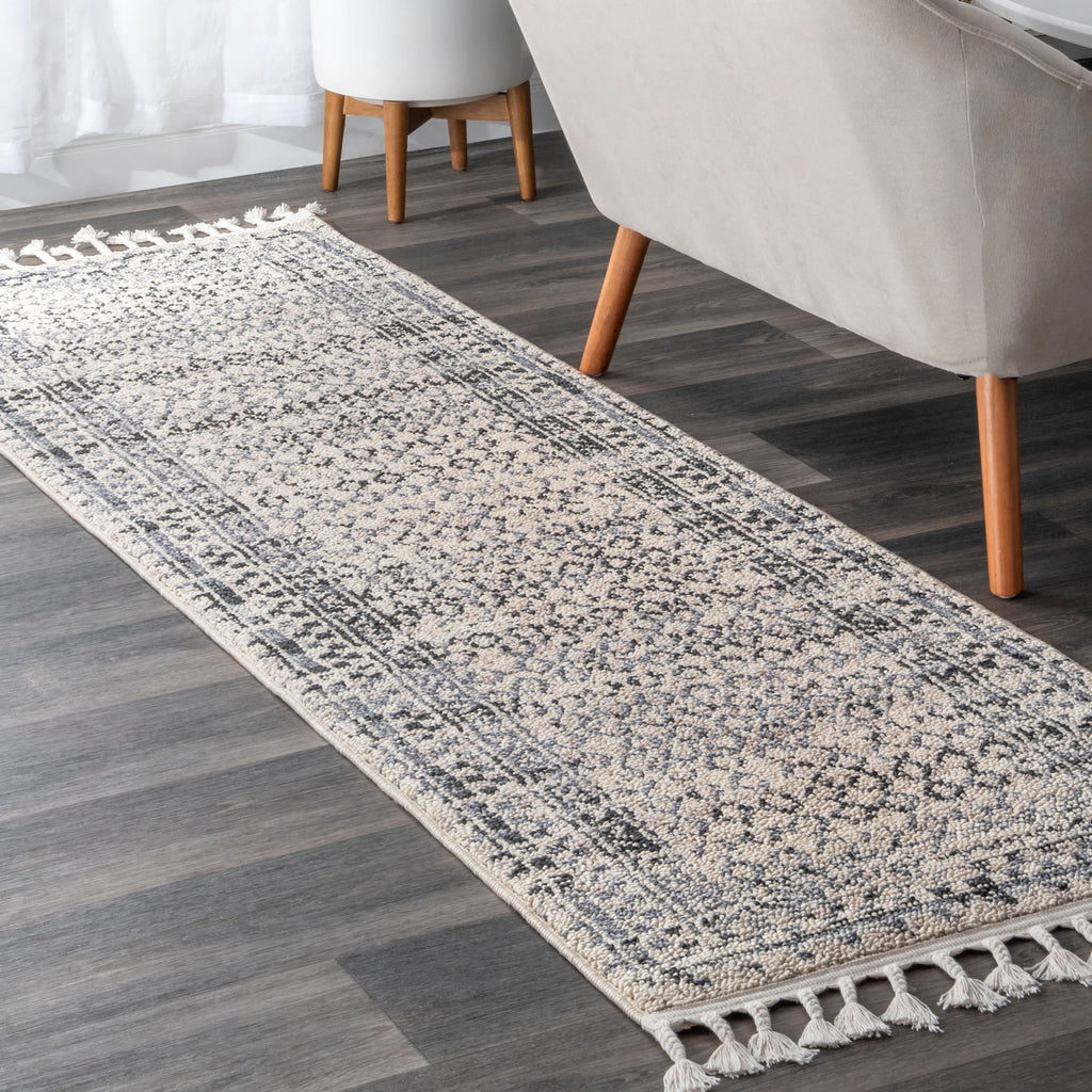 Checkered Diamonds Tassel Rug | Ivory