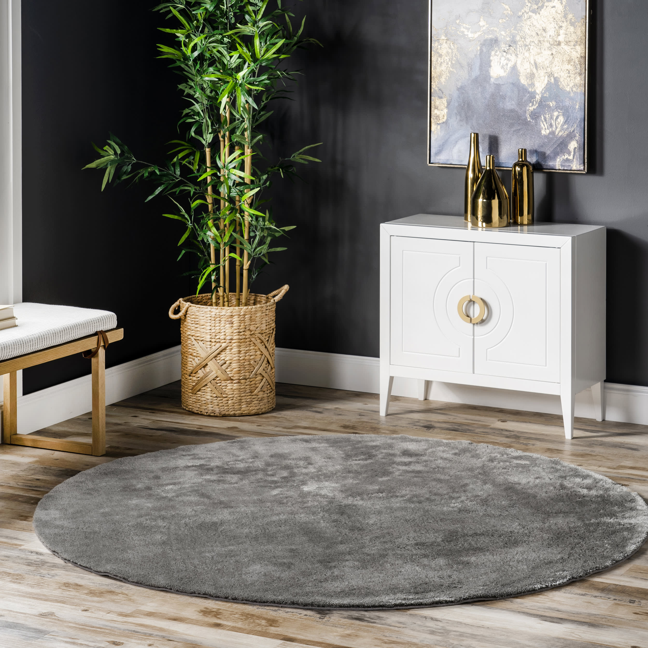 Washable Solid Shag Rug | Dark Grey Secondary image