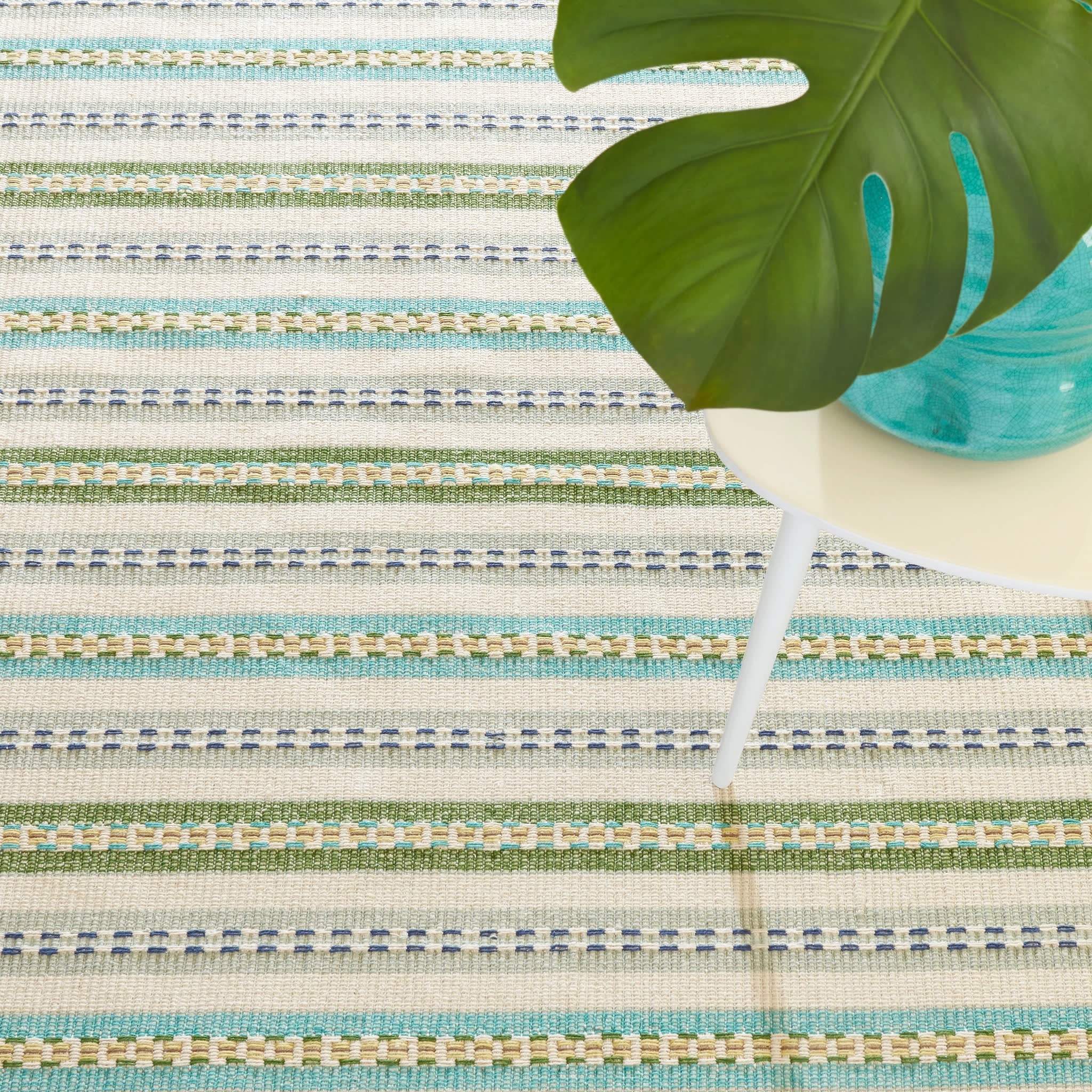 Long Slade Handwoven Cotton Rug | Teal