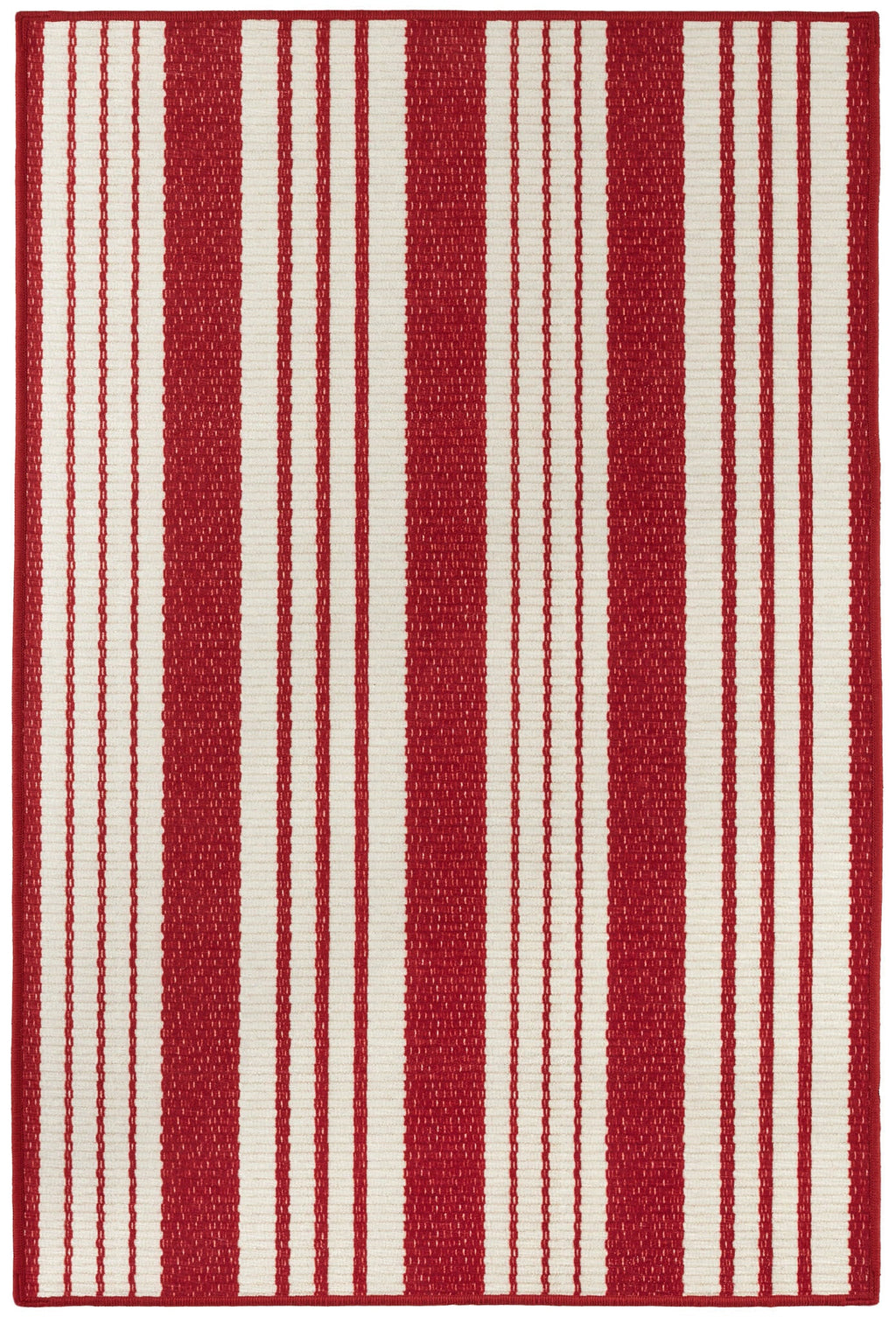Abby Ticking Machine Washable Rug | Red