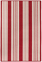 Abby Ticking Machine Washable Rug | Red