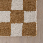 Calina Modern Checkered Indoor Wool Rug | Golden Tan