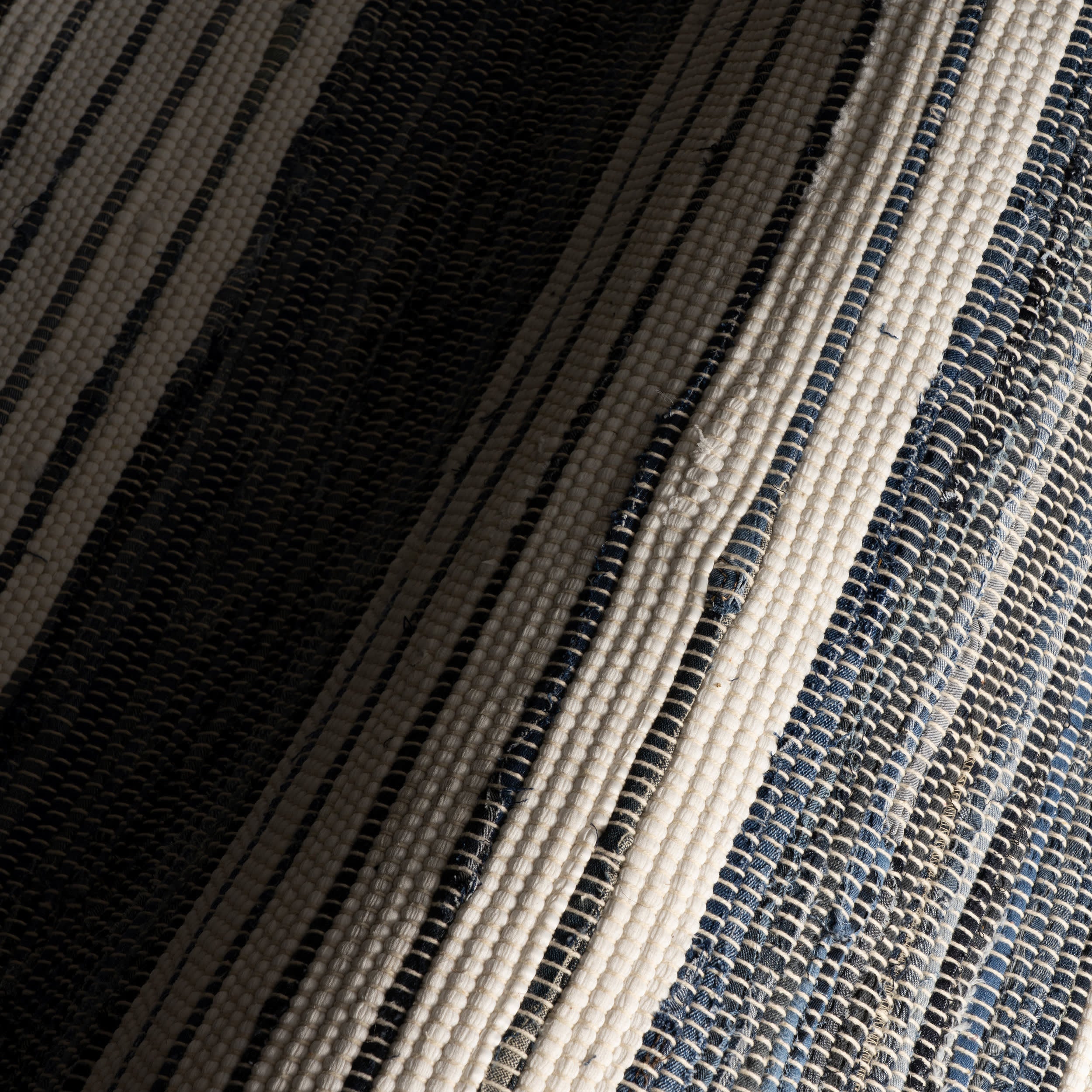 Diora Denim Bohemian Striped Rug | White