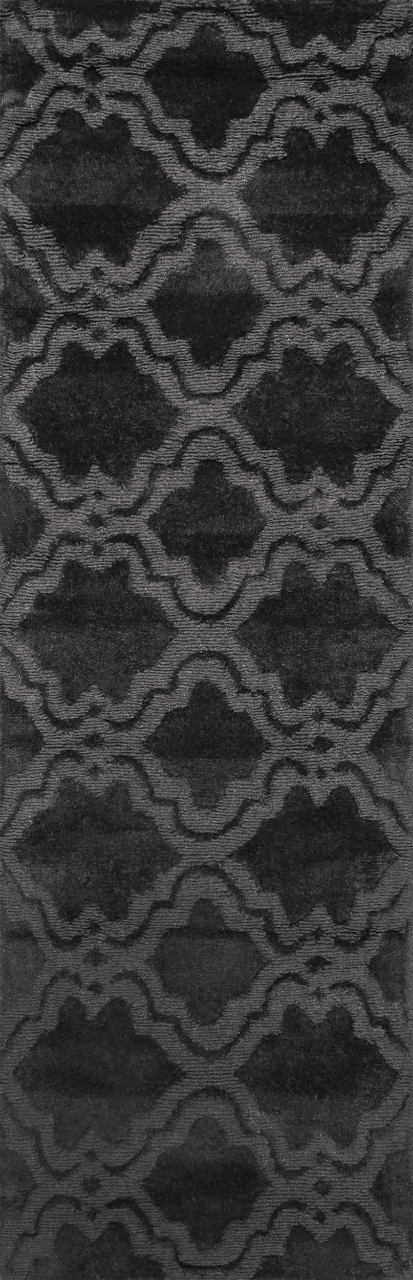 Double Carved Trellis Rug | Charcoal Main image