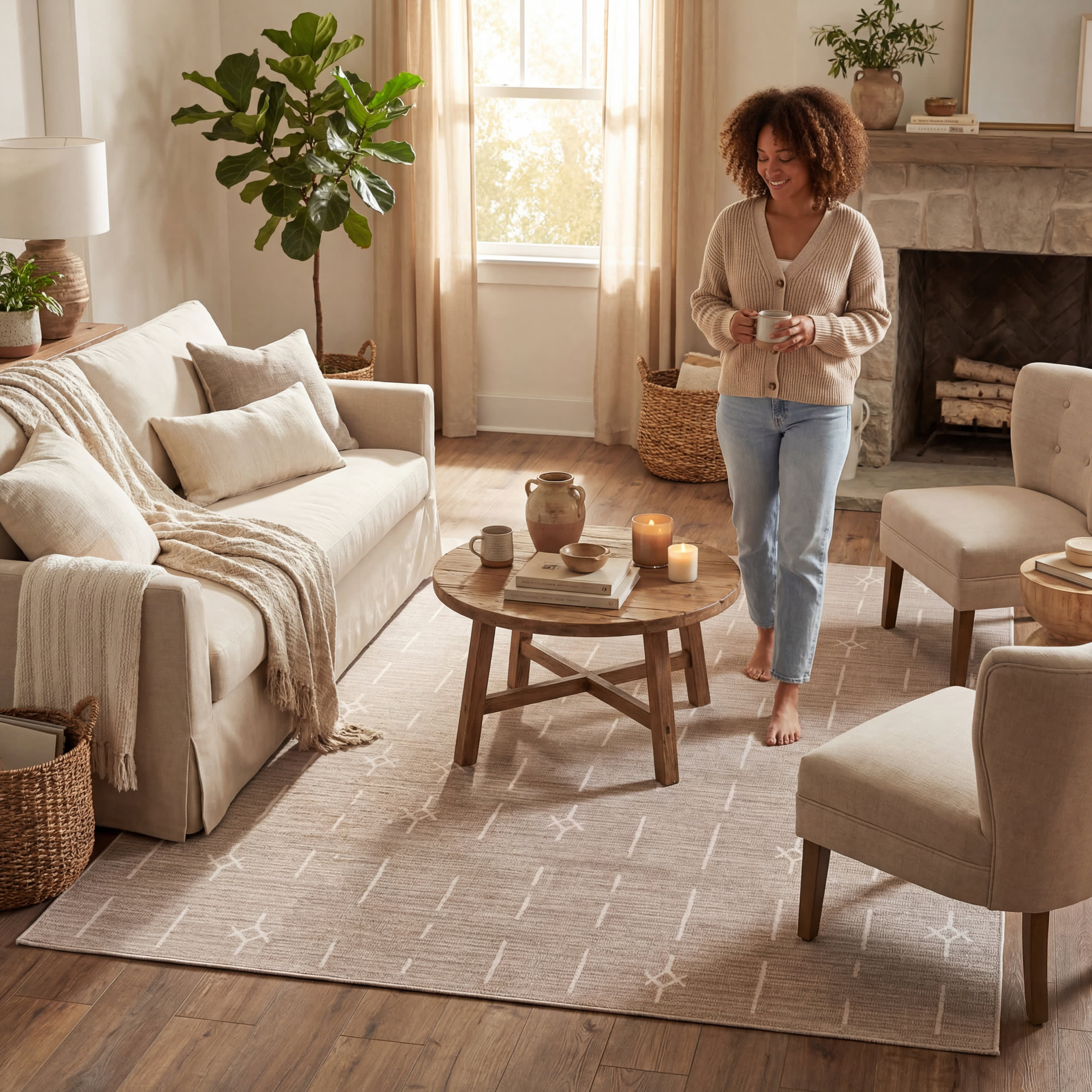 Fenni Moroccan Washable Rug | Sand