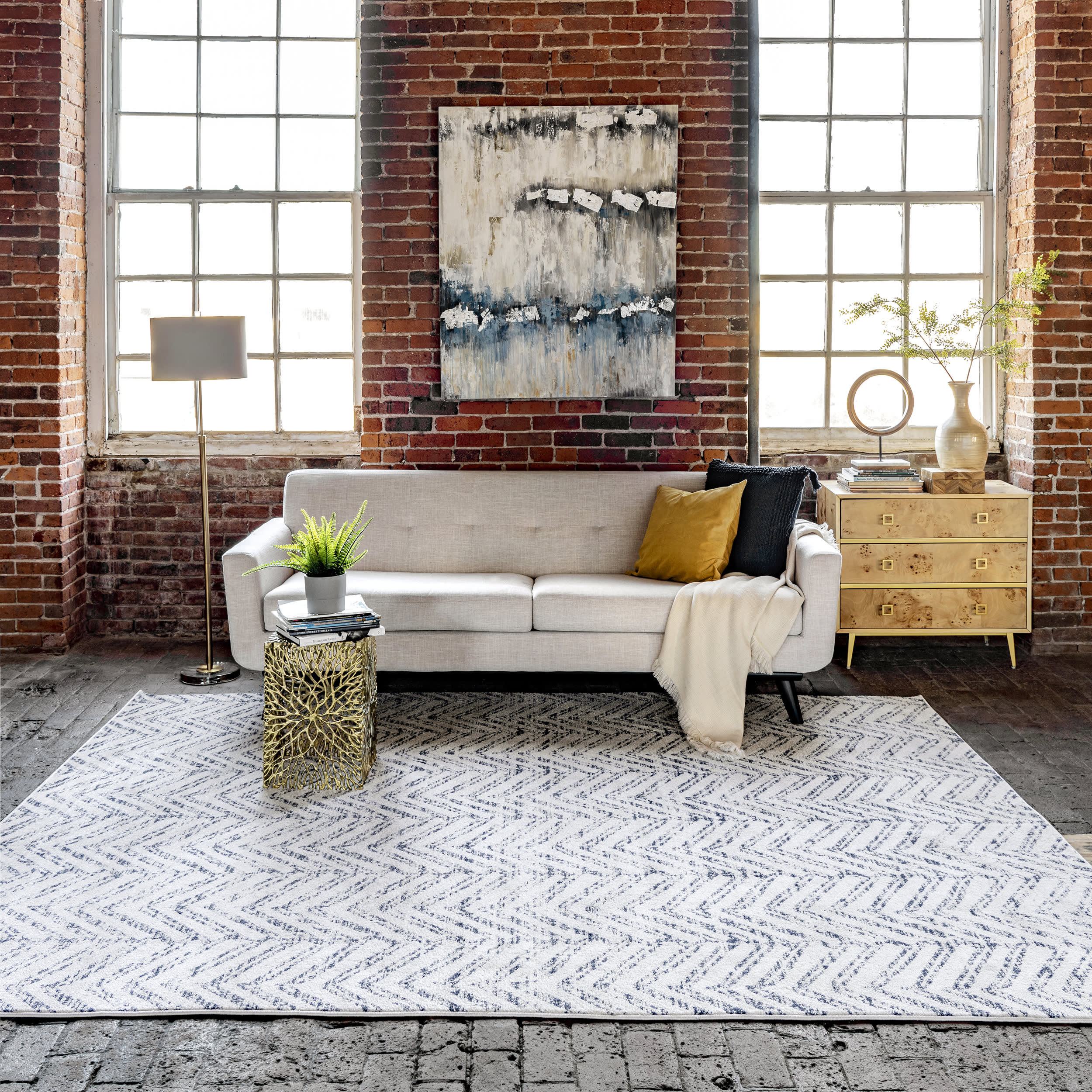 Antique Chevron Rug | Blue