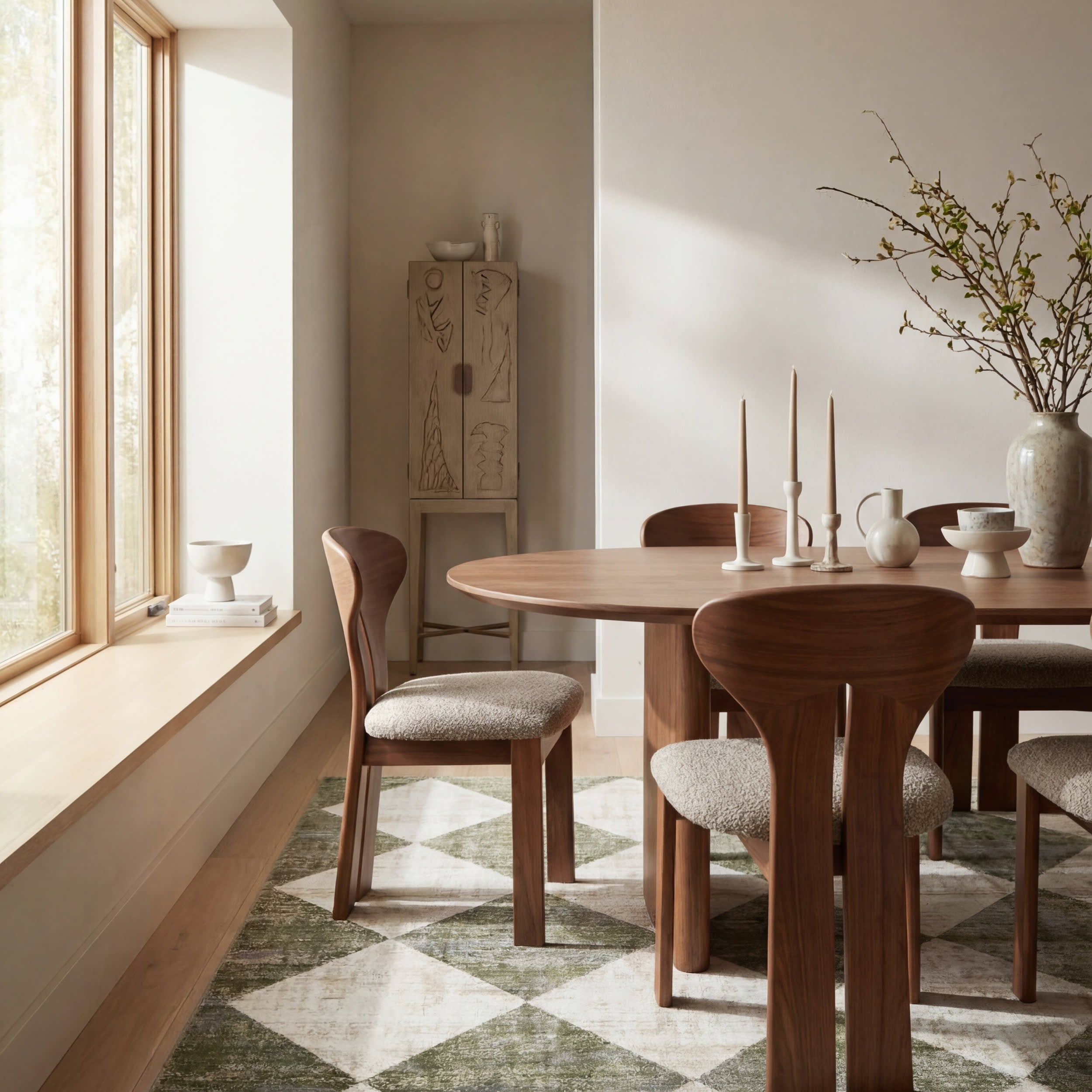 Vanni Checkered Fringed Rug | Green