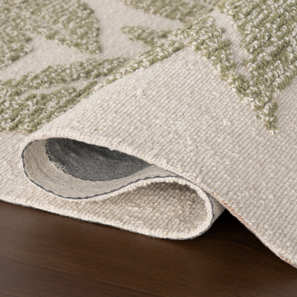 Sage Bohemian Floral Wool Rug | Green