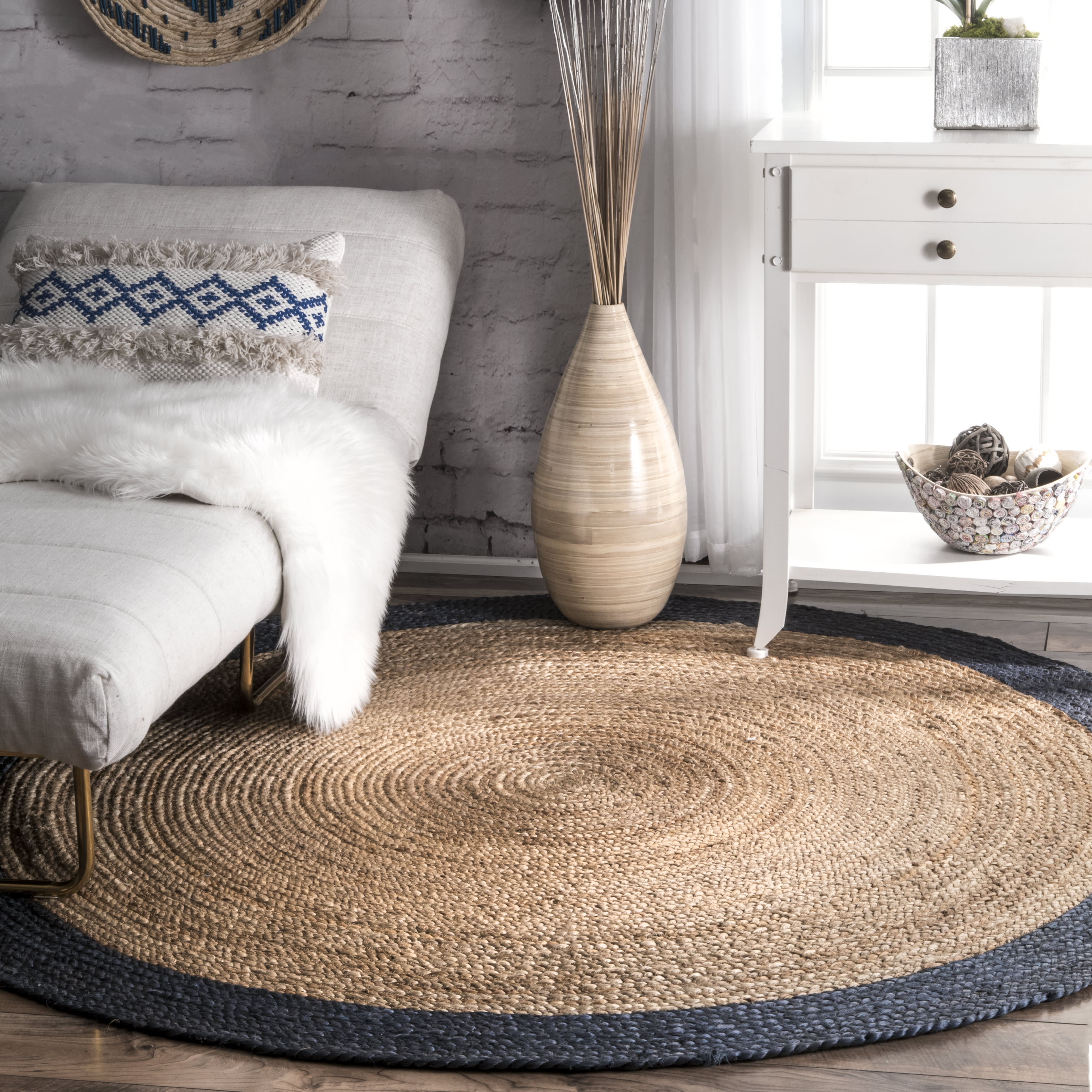 Jute Simple Border Rug | Dark Blue Secondary image