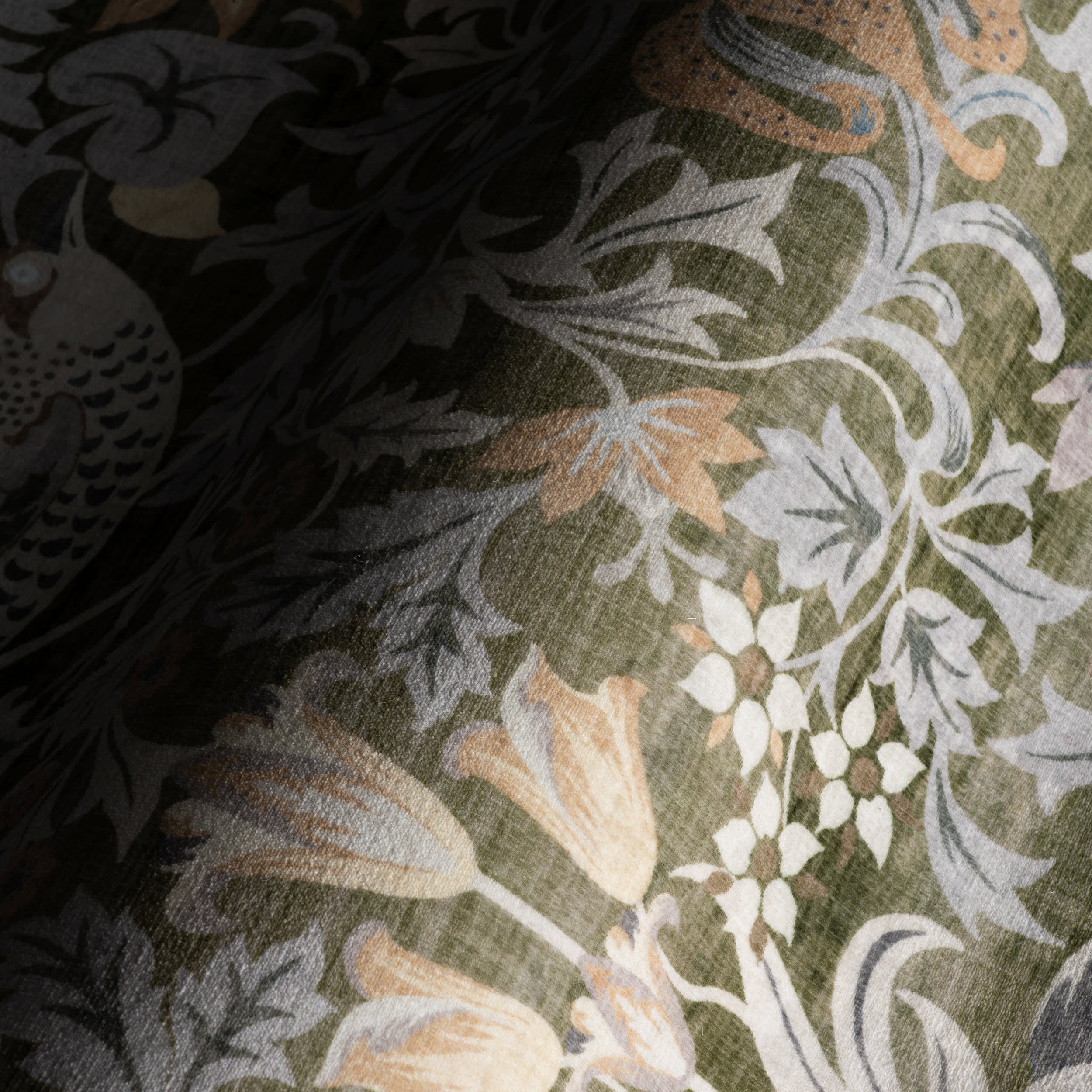 Mauri Bordered Floral and Paisley Washable Rug | Green