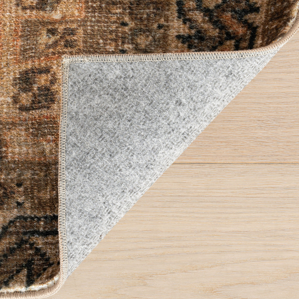 Marth Medallion Washable Rug | Brown