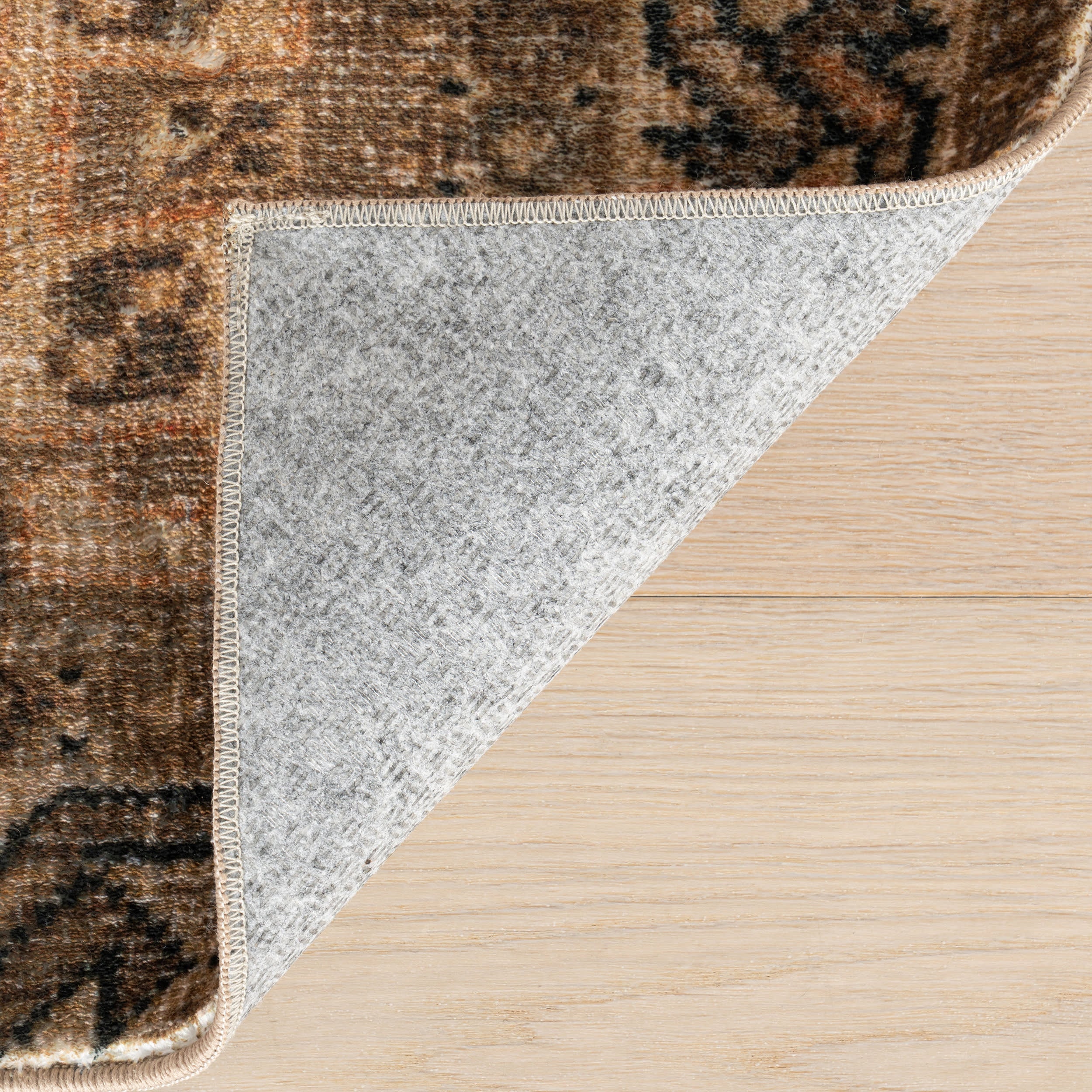 Marth Medallion Washable Rug | Brown