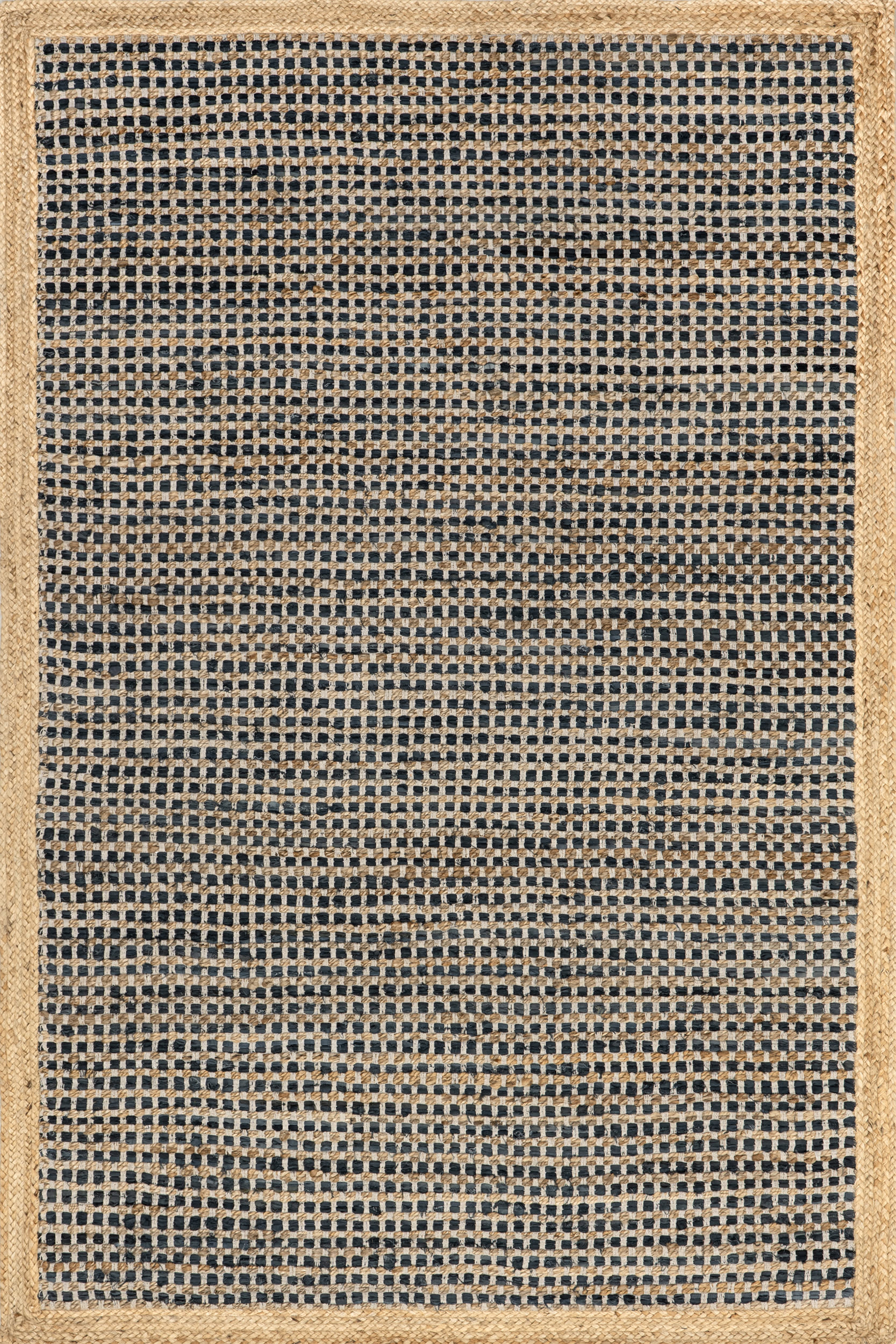 Tressa Jute and Leather Basketweave Rug | Dark Grey Main image