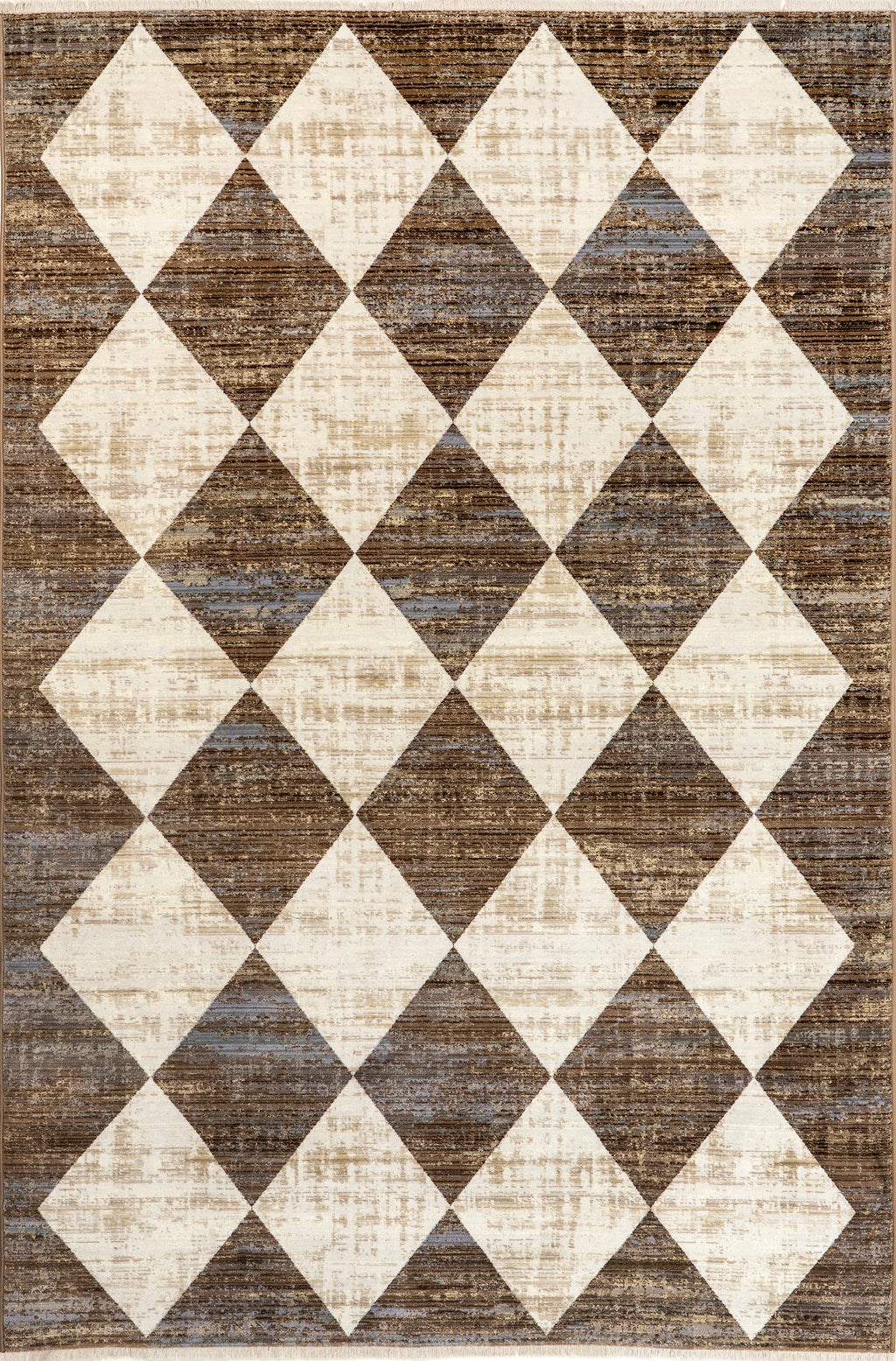 Vanni Checkered Fringed Rug | Beige