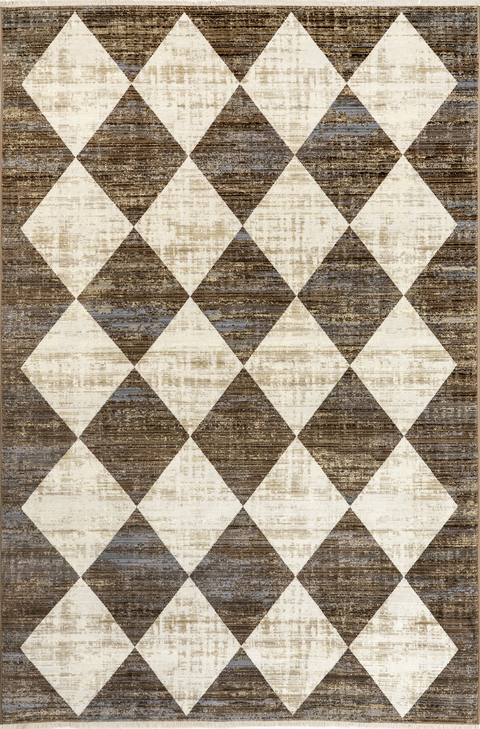 Vanni Checkered Fringed Rug | Beige