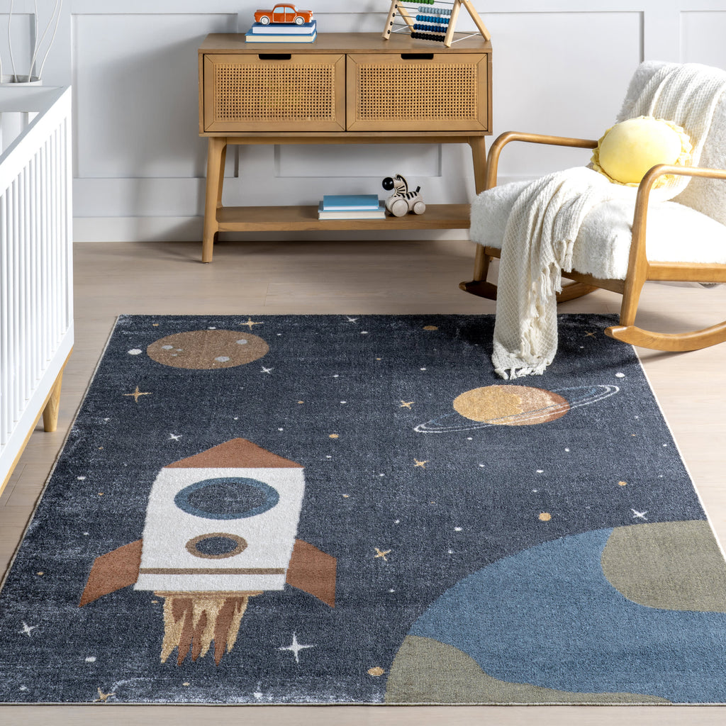 Scottie Kids Outerspace Washable Rug | Beige