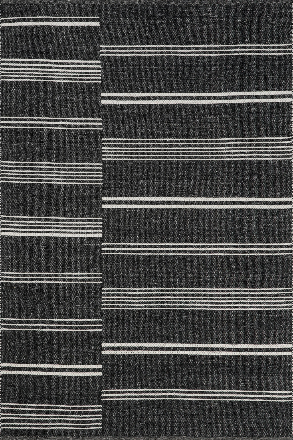 Birchwood Reversible Striped Wool Rug | Dark Grey