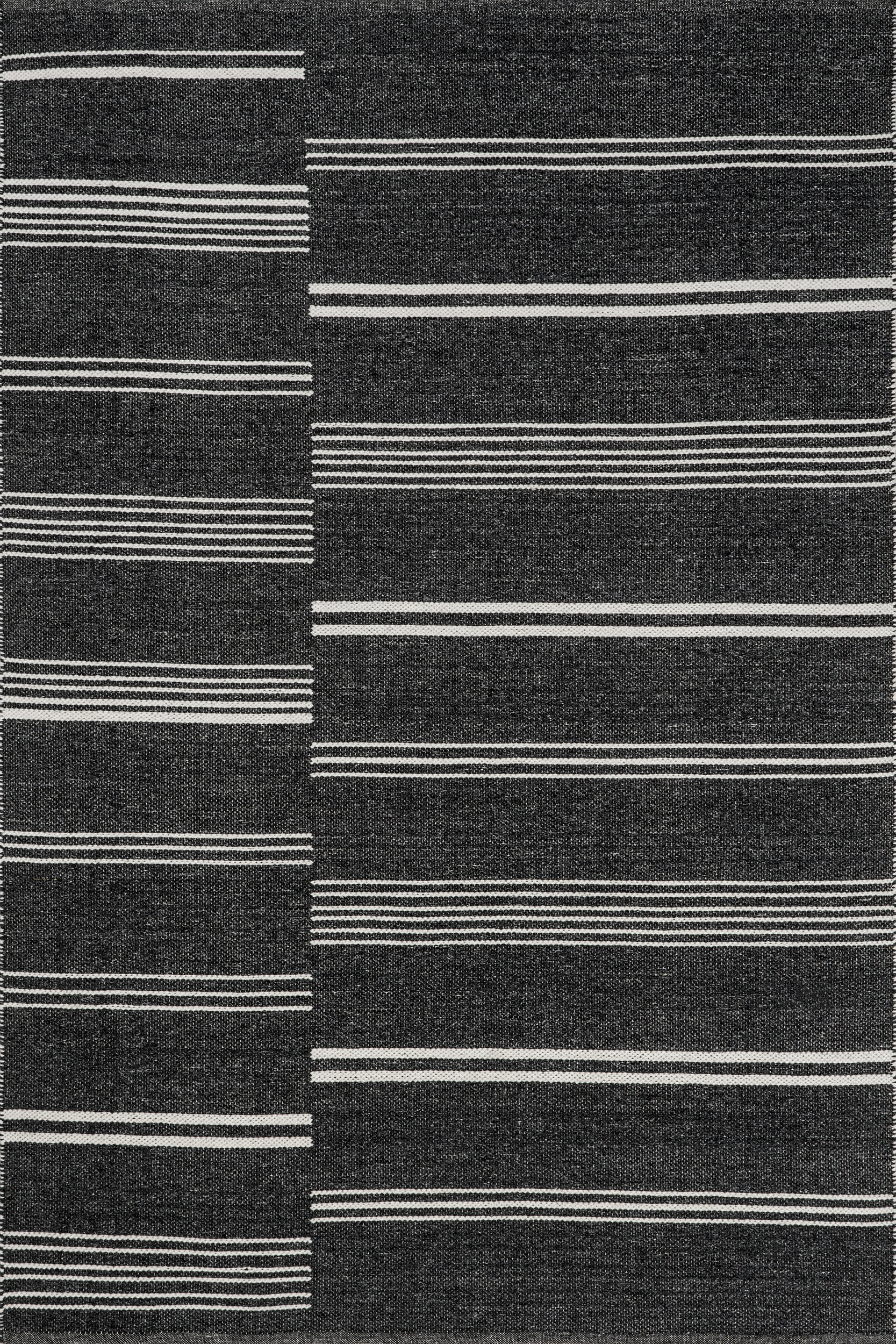 Birchwood Reversible Striped Wool Rug | Dark Grey