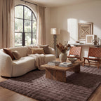 Ivana Checkered Plush Cloud Washable Rug | Dark Brown