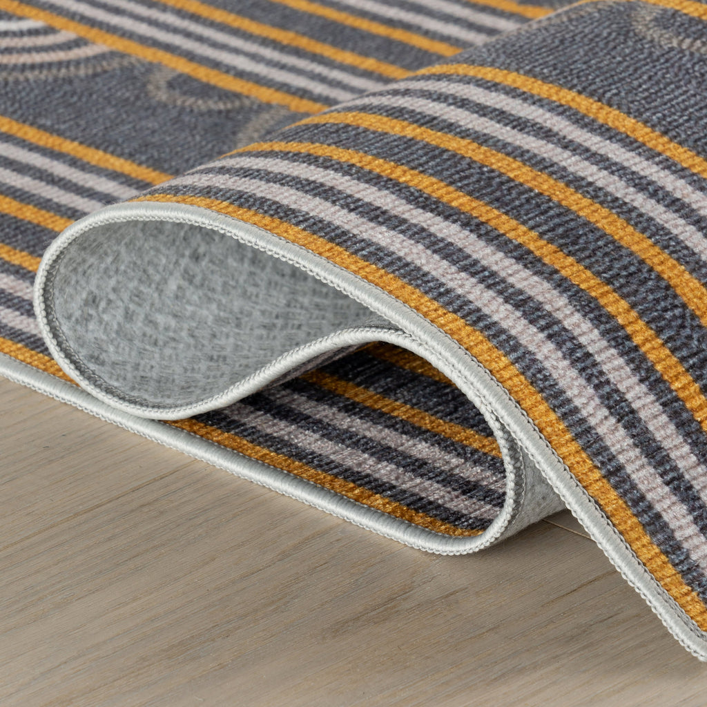 Button Machine Washable Rug | Grey