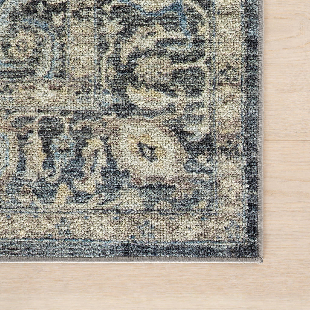 Calvaya Traditional Bordered Washable Rug | Blue