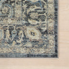 Calvaya Traditional Bordered Washable Rug | Blue