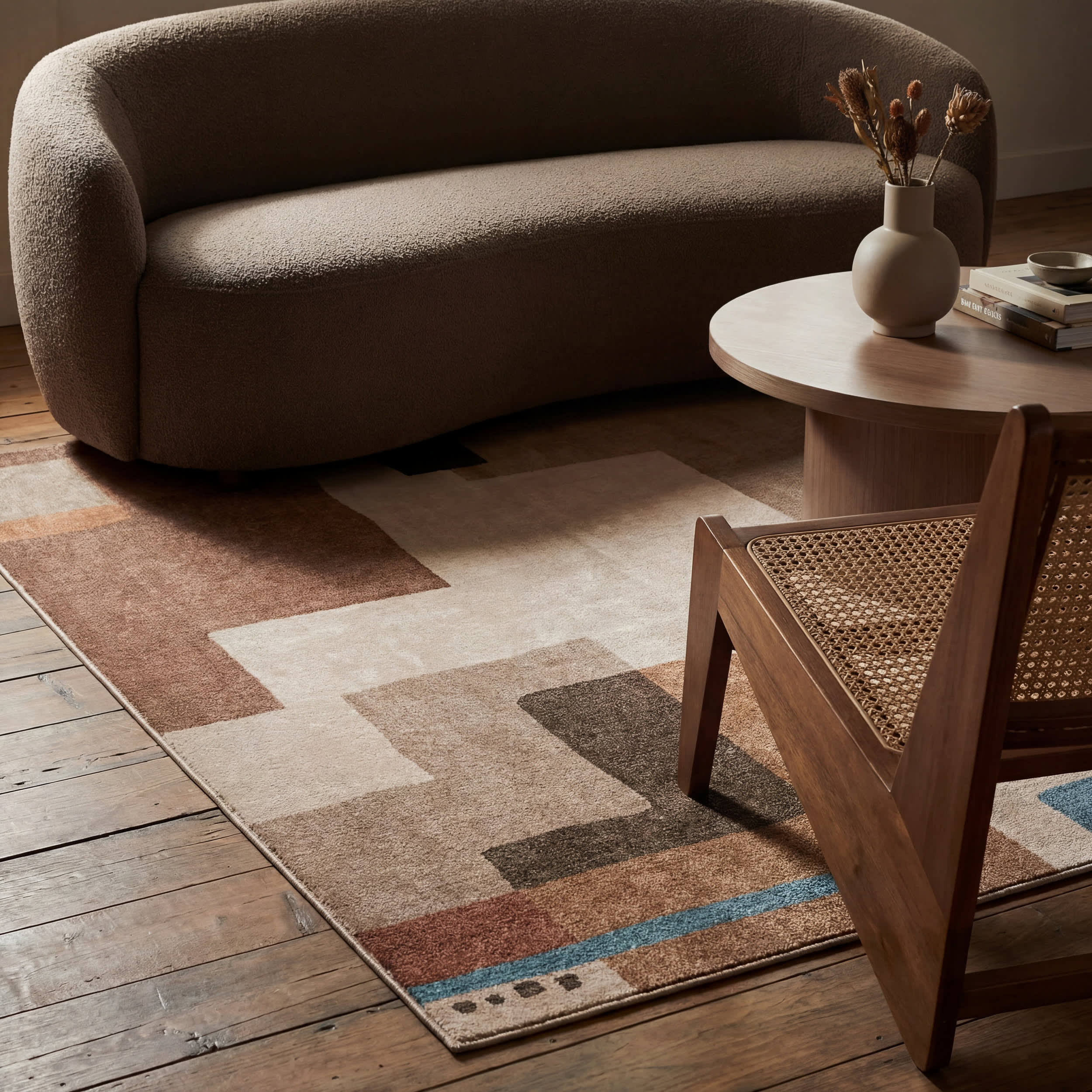 Enice Abstract Washable Rug | Brown