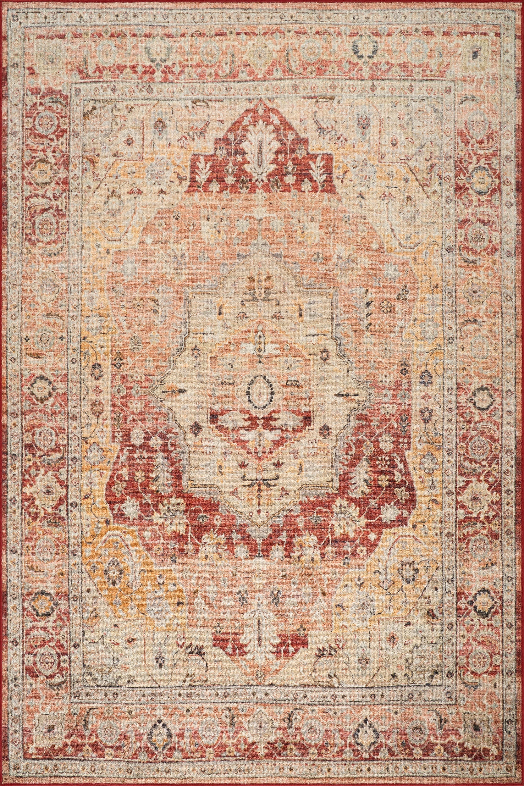 Elarin Traditional Medallion Washable Rug | Red Image secondaire du produit