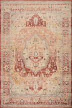 Elarin Traditional Medallion Washable Rug | Red