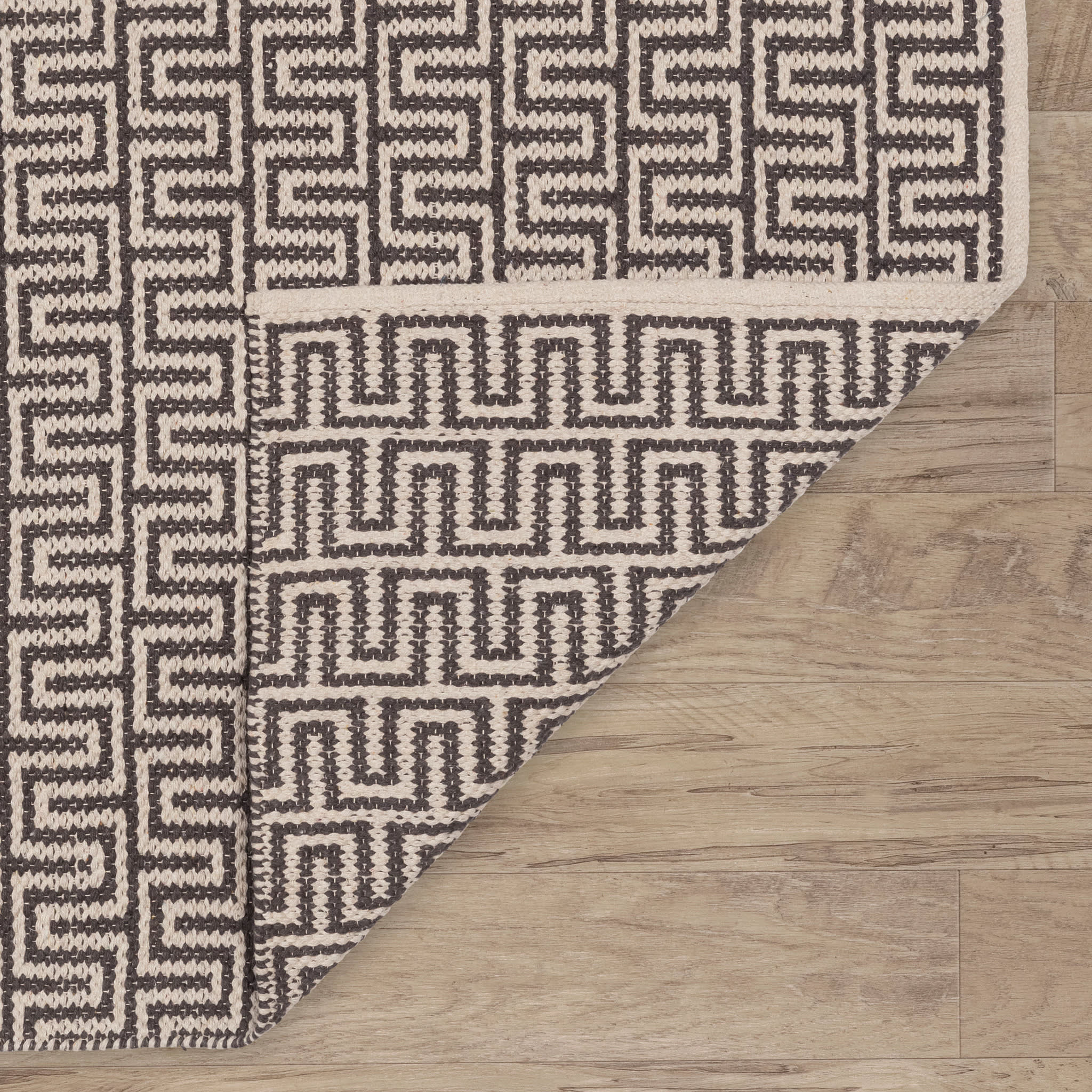 Zipper Handwoven Cotton Rug | Grey/Ivory