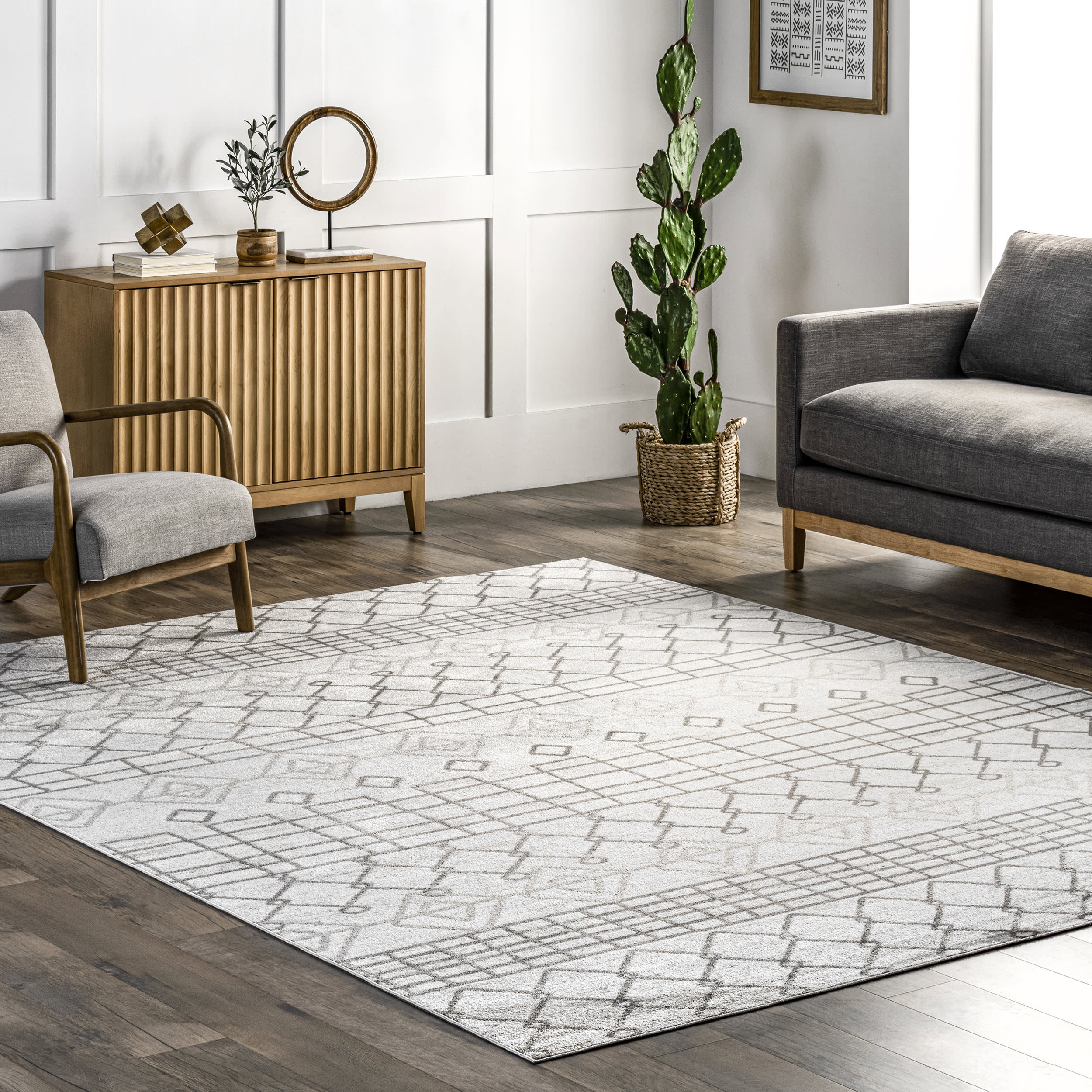 Colleen Washable Geometric Rug | Grey Secondary image