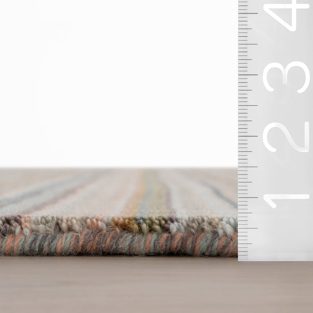Brindle Stripe Hand Loom Knotted Wool Rug | Clay