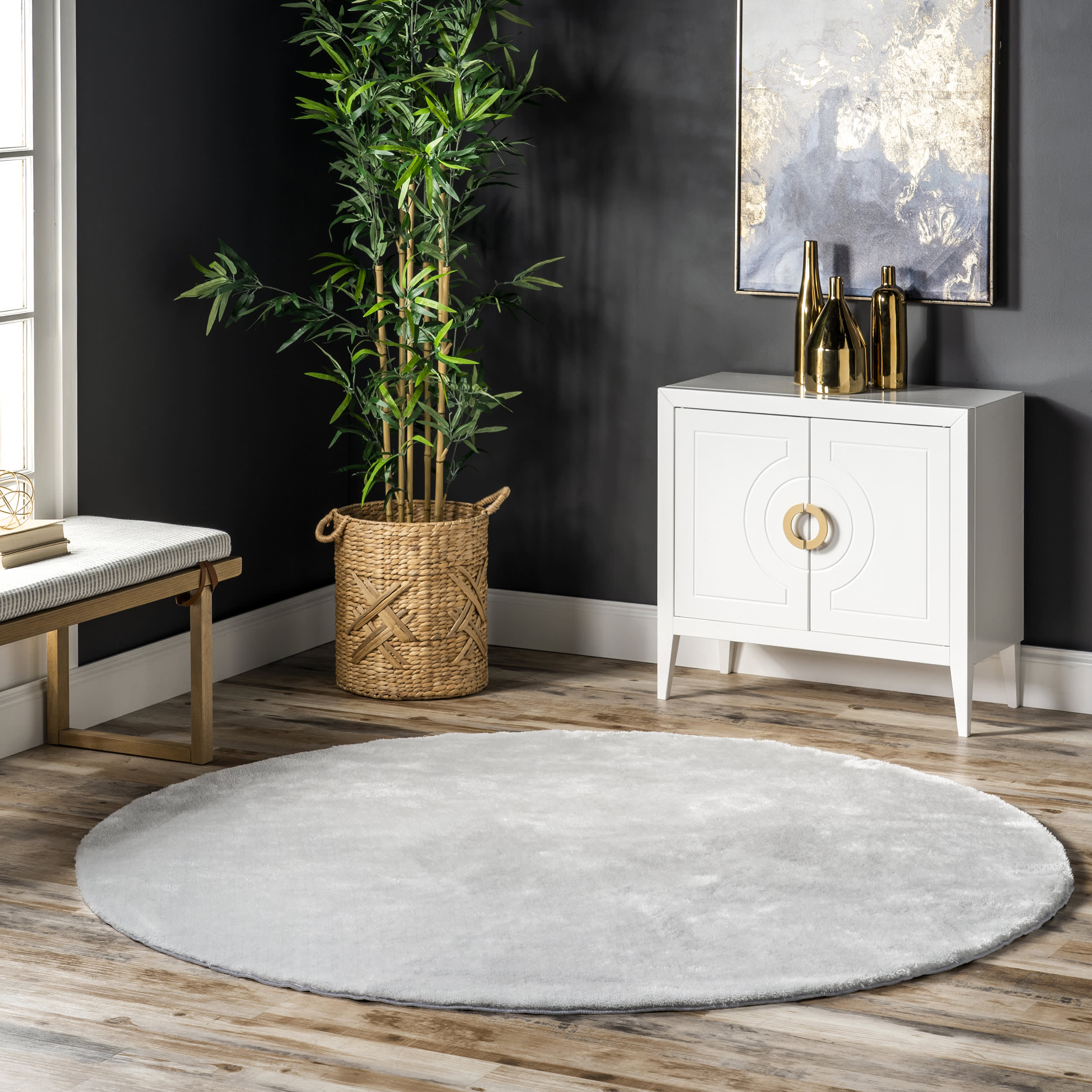 Washable Solid Shag Rug | Light Grey Secondary image