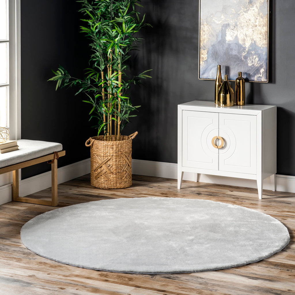 Washable Solid Shag Rug | Light Grey