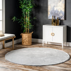 Washable Solid Shag Rug | Light Grey