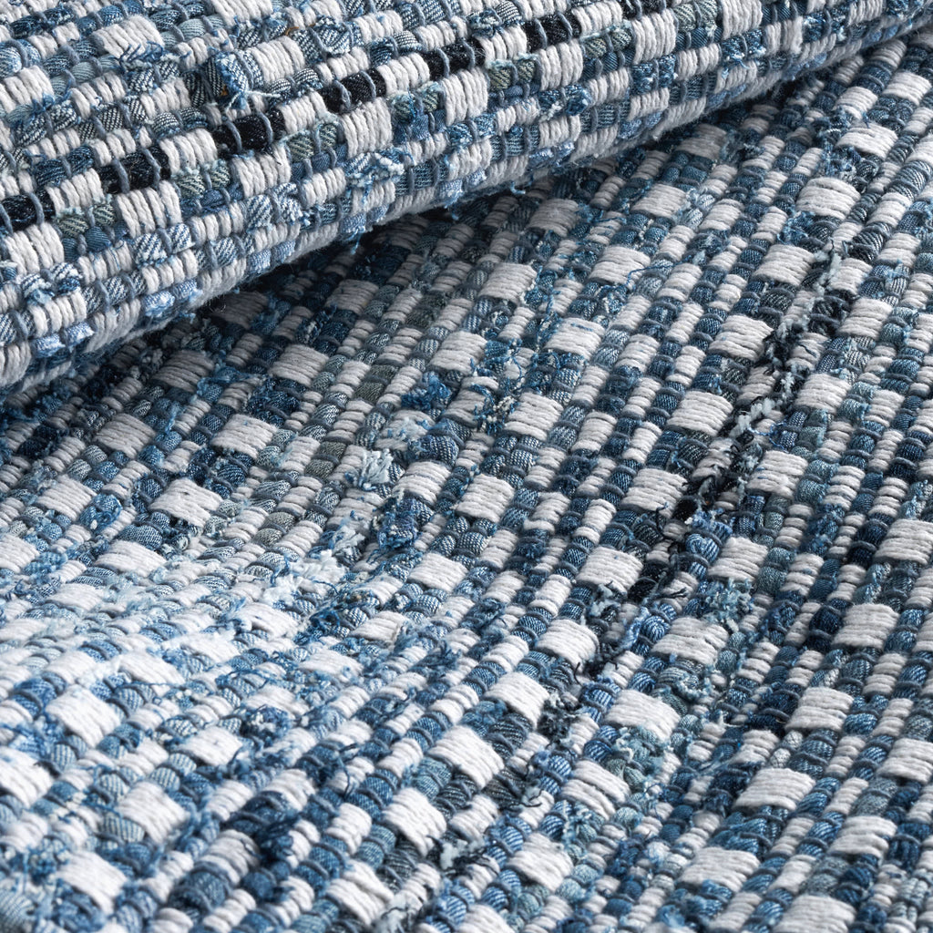 Denim Stone Handwoven Cotton Rug | Blue