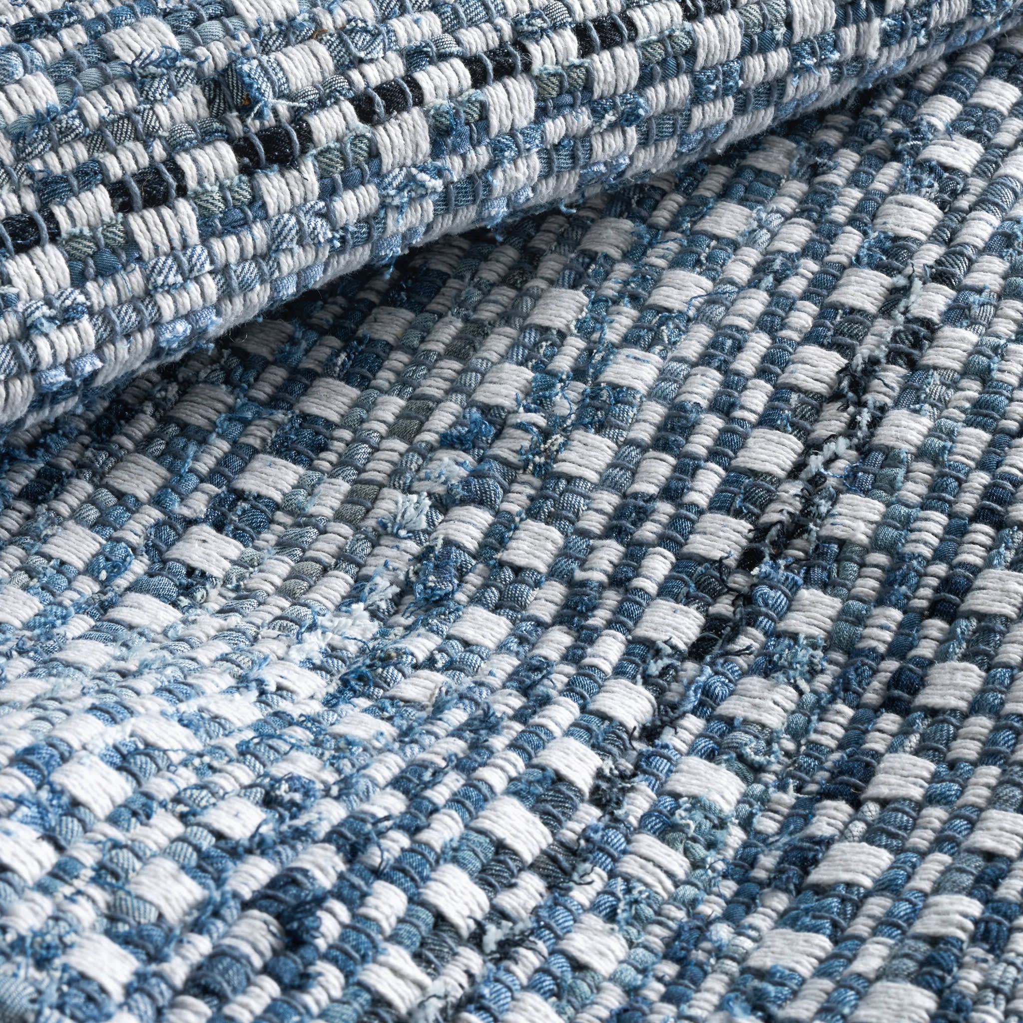 Denim Stone Handwoven Cotton Rug | Blue