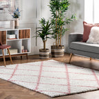 Easy Shag Lattice Rug | Pink
