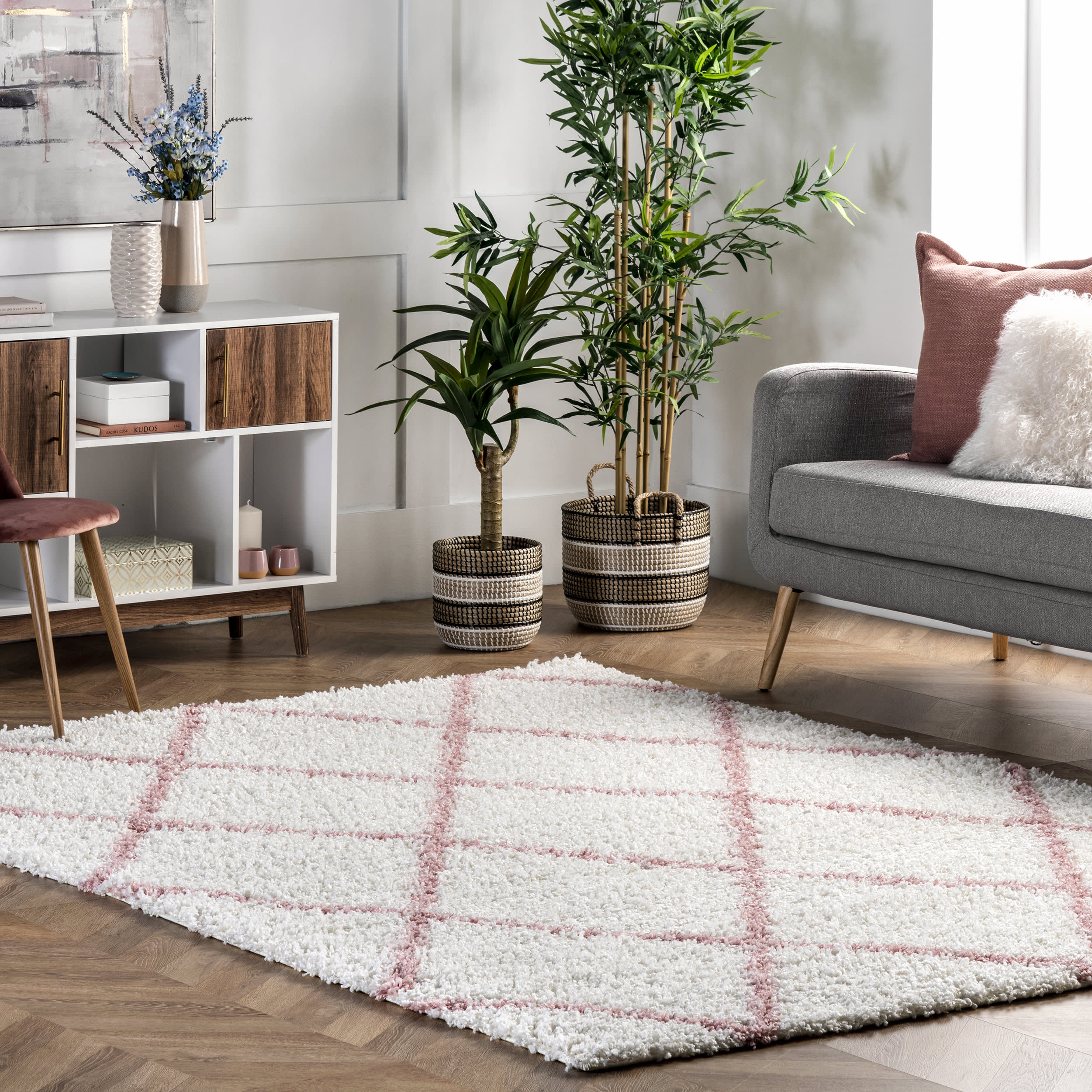 Easy Shag Lattice Rug | Pink