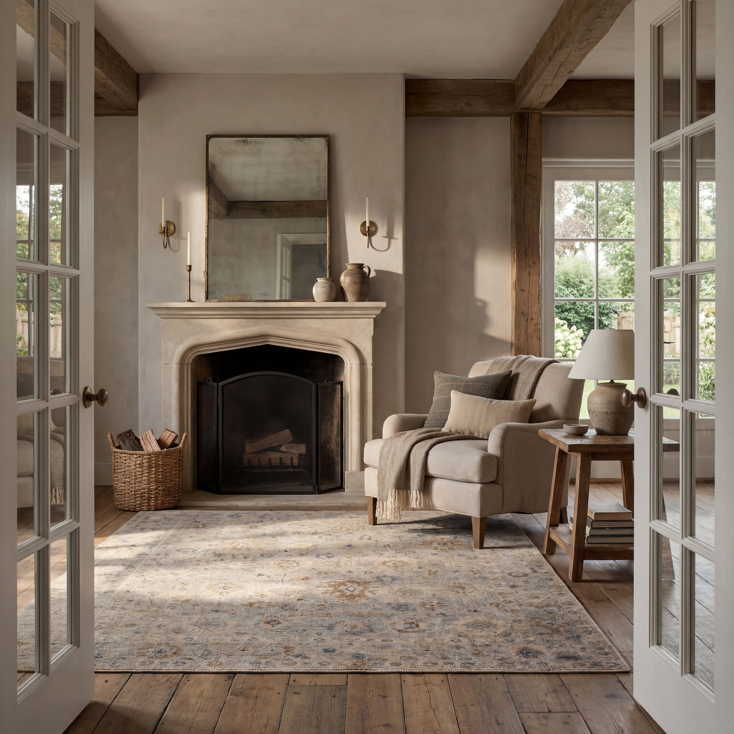 Viret Traditional Bordered Washable Rug | Blue Image principale du produit