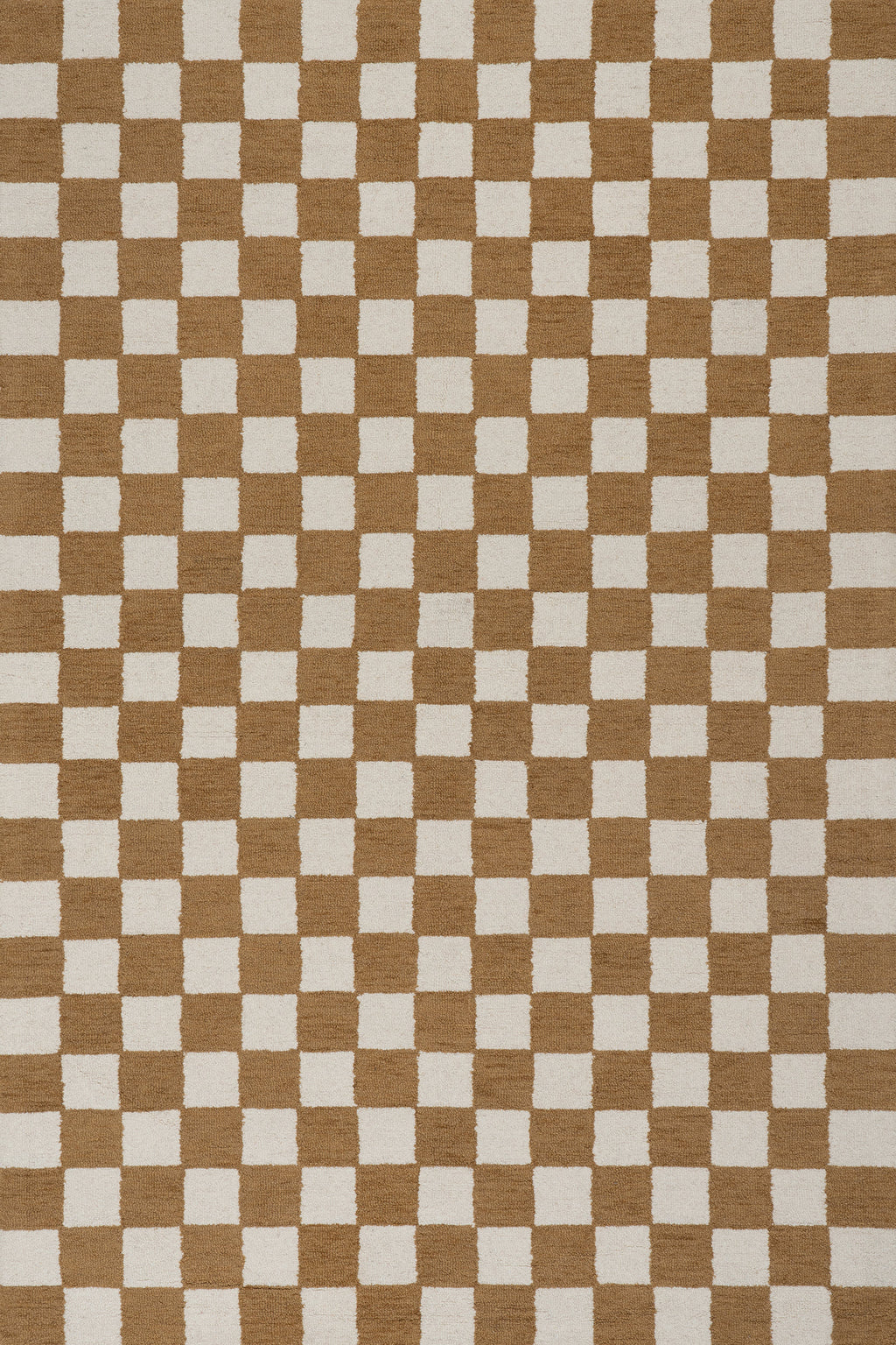 Calina Modern Checkered Indoor Wool Rug | Golden Tan