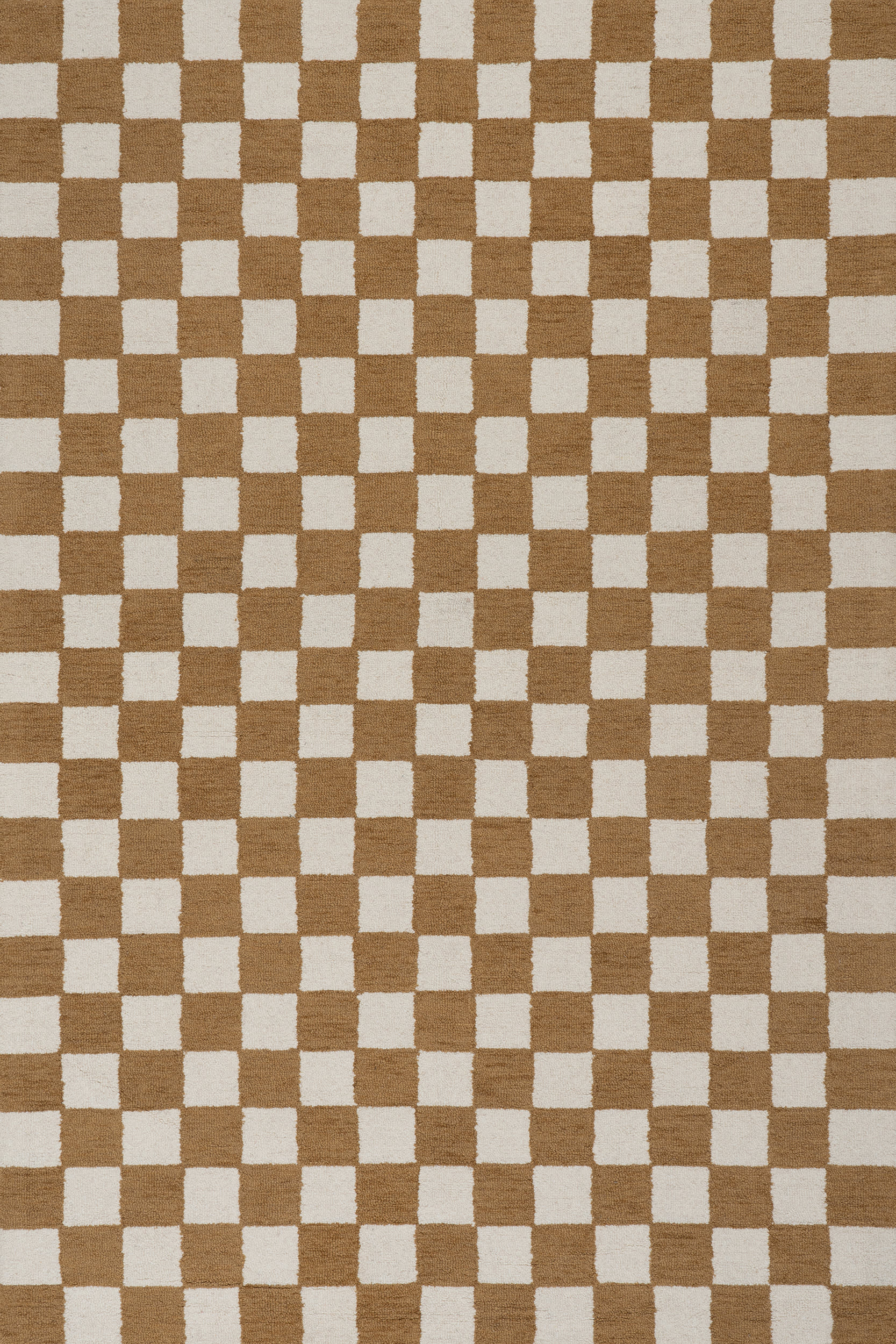 Calina Modern Checkered Indoor Wool Rug | Golden Tan