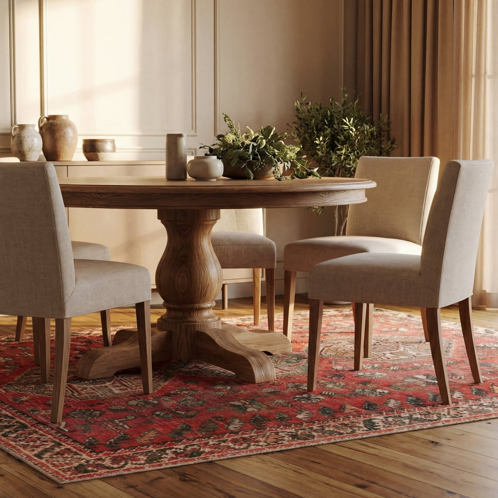 Madel Medallion Washable Rug | Red