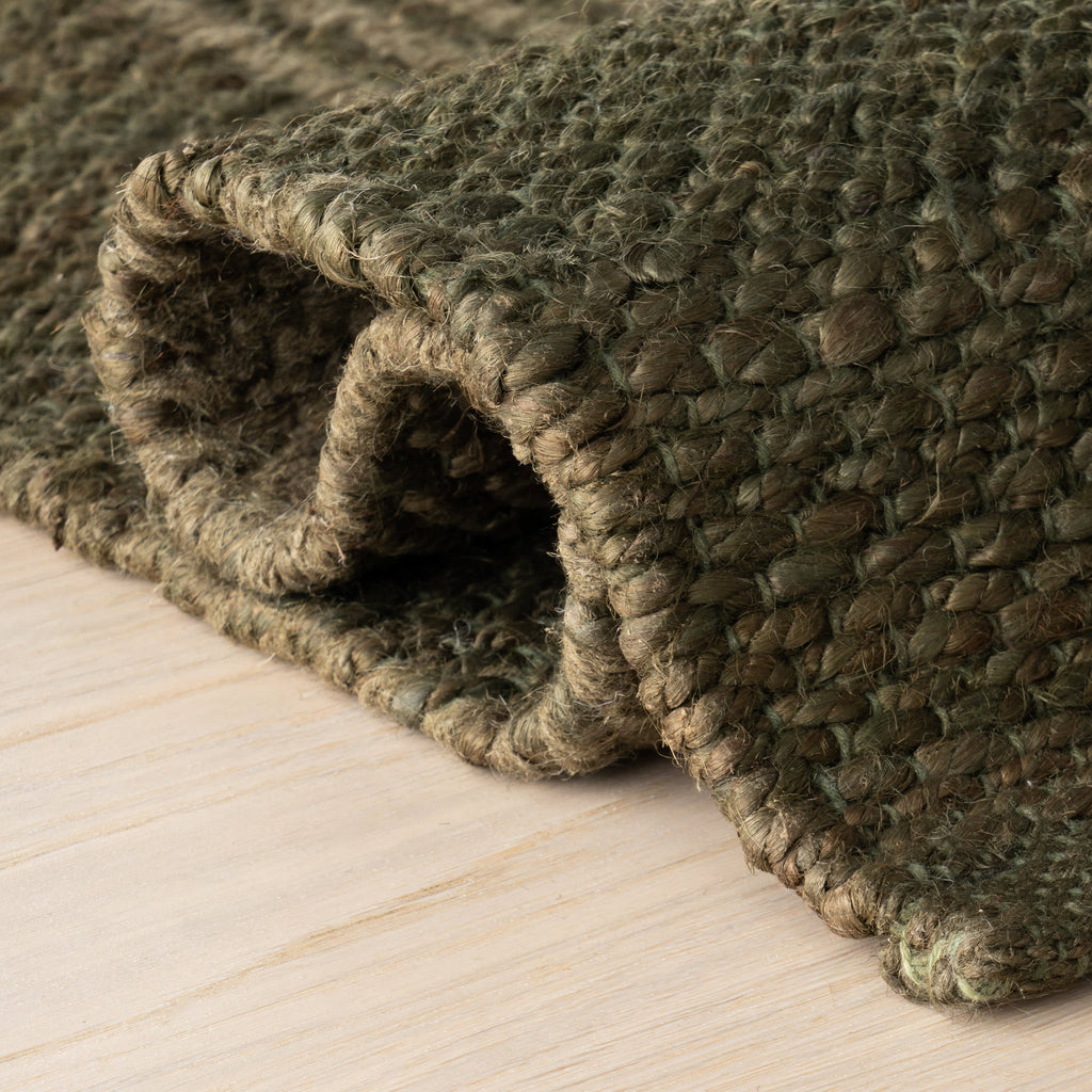 Tiziri Striped Moroccan Hand Woven Jute Rug | Green